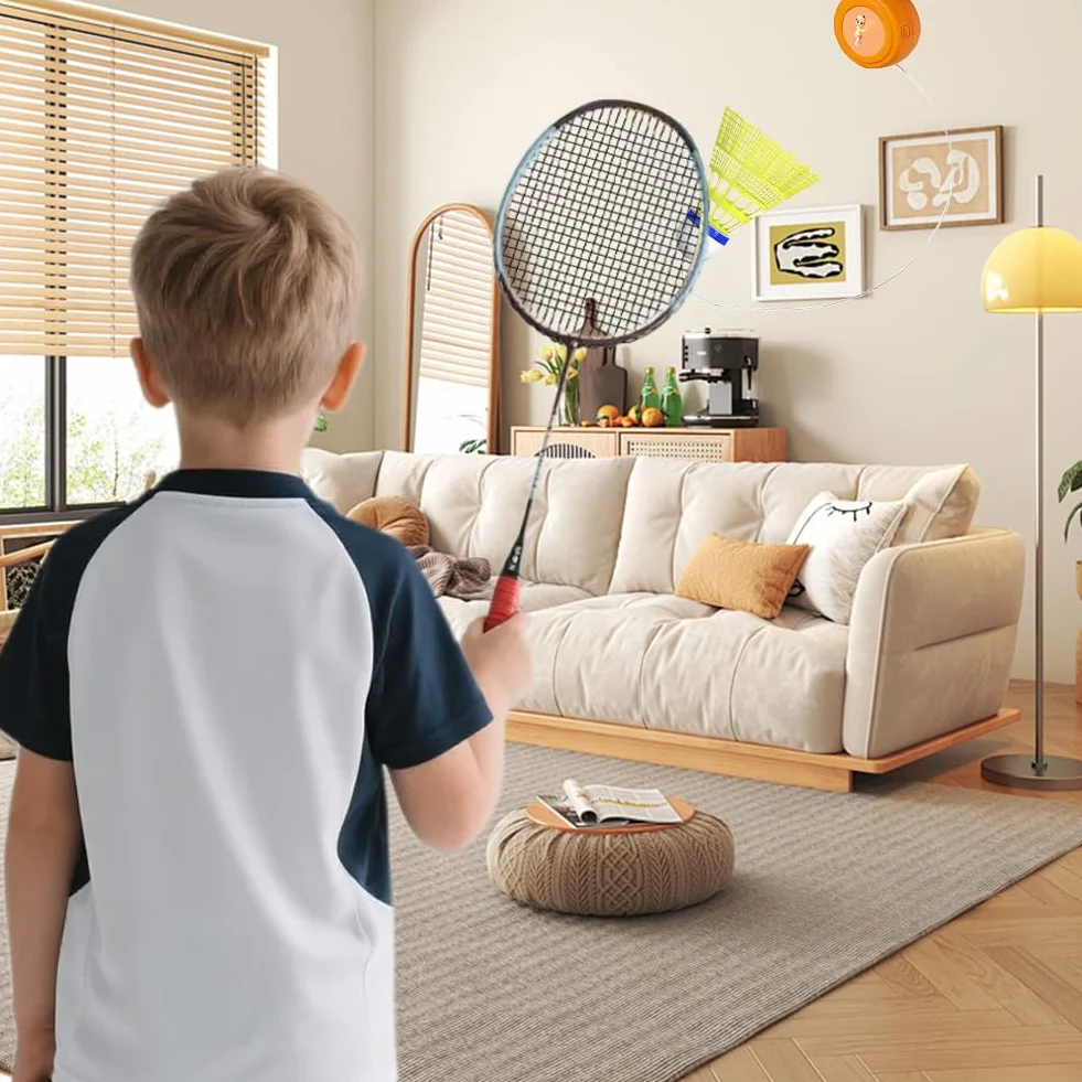Trenażer do badmintona Rebound Trainer - przenośny zestaw do badmintona z regulacją wysokości, samodzielna nauka, do salonu, na balkon, do badmintona, ogrodu, parku