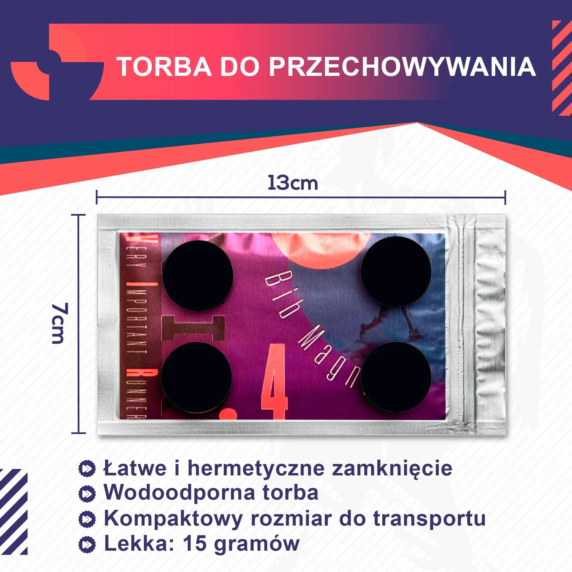 Magnesy do numerów startowych - Zestaw 4 czarnych magnesów do biegania i triathlonu - Uchwyt na numer startowy bez agrafek - Akcesoria biegowe - Magnesy do numeru startowego