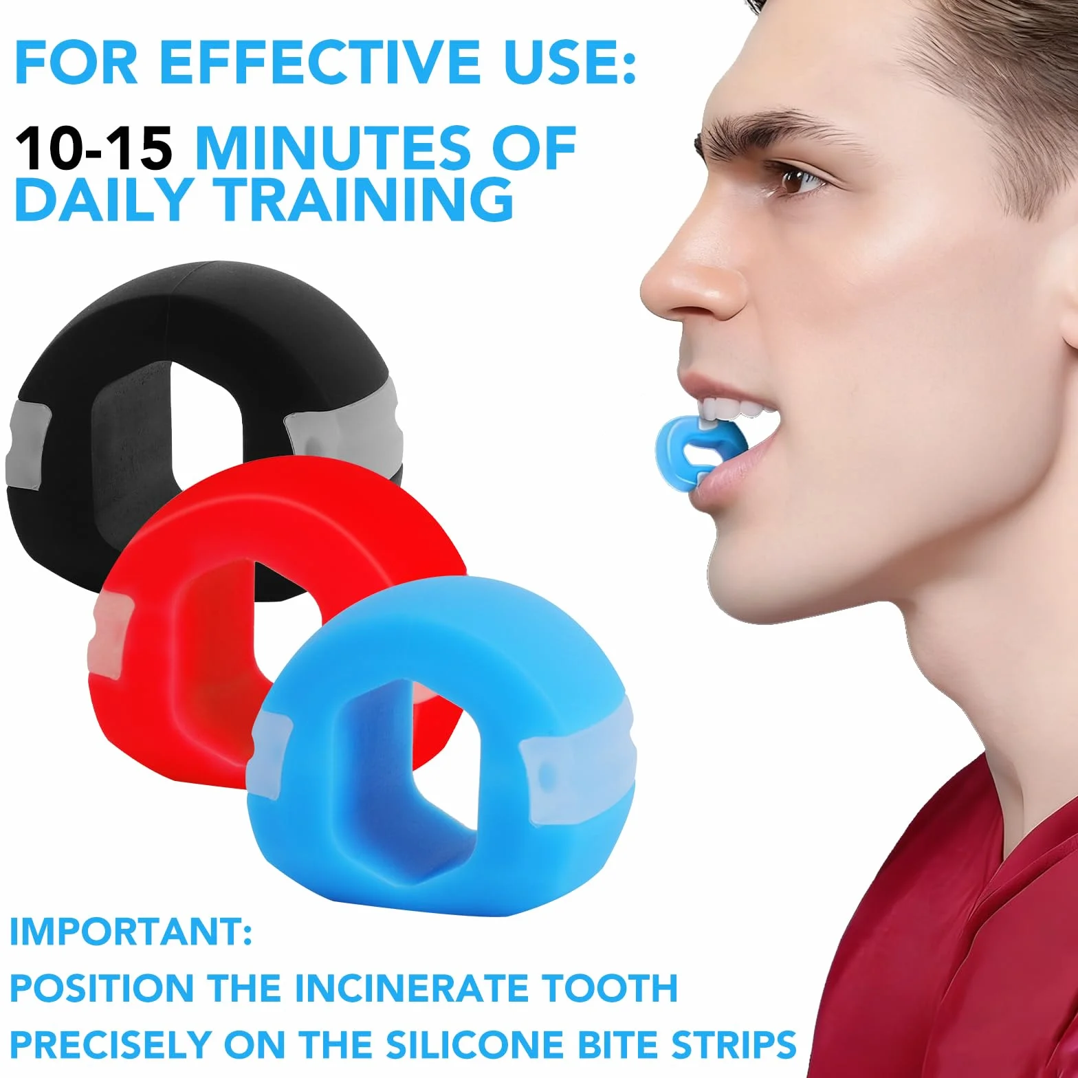 Jawline Trainer przyrząd do treningu szczęk, 3 sztuki, przyrząd do usuwania podwójnego podbródka, jawliner, trening szczękowy i szczękowy, 3 opory do ćwiczeń mięśni twarzy, fitnessu i sportu