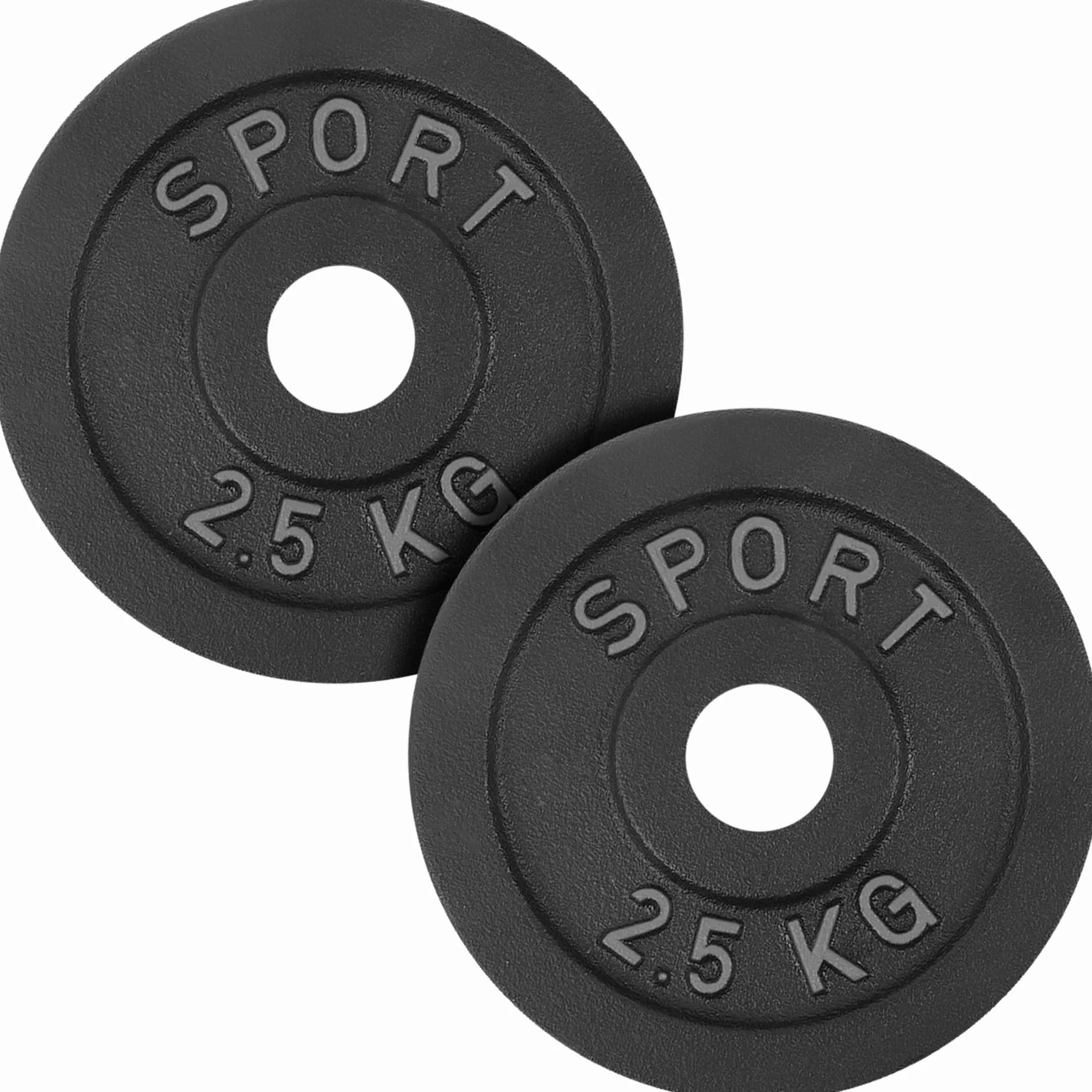 AtHaus® Talerze do hantli 2 x 2,5 kg zestaw żeliwnych hantli o średnicy 30/31 mm - krążki odlewane krążki do sztangi