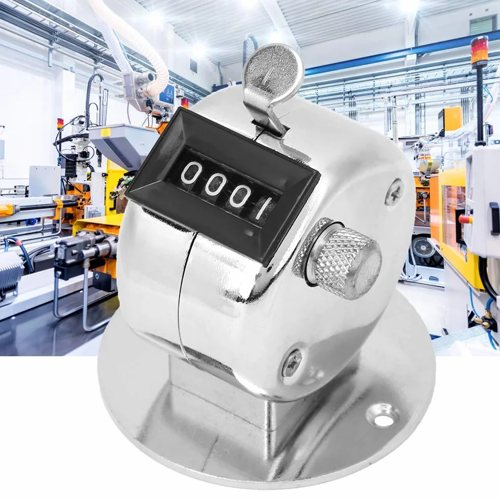 Tally Counter Silber Metall Hand Click Counter 4-stellig manuelle mechanische Palm Counter Stadium Sport Supplies