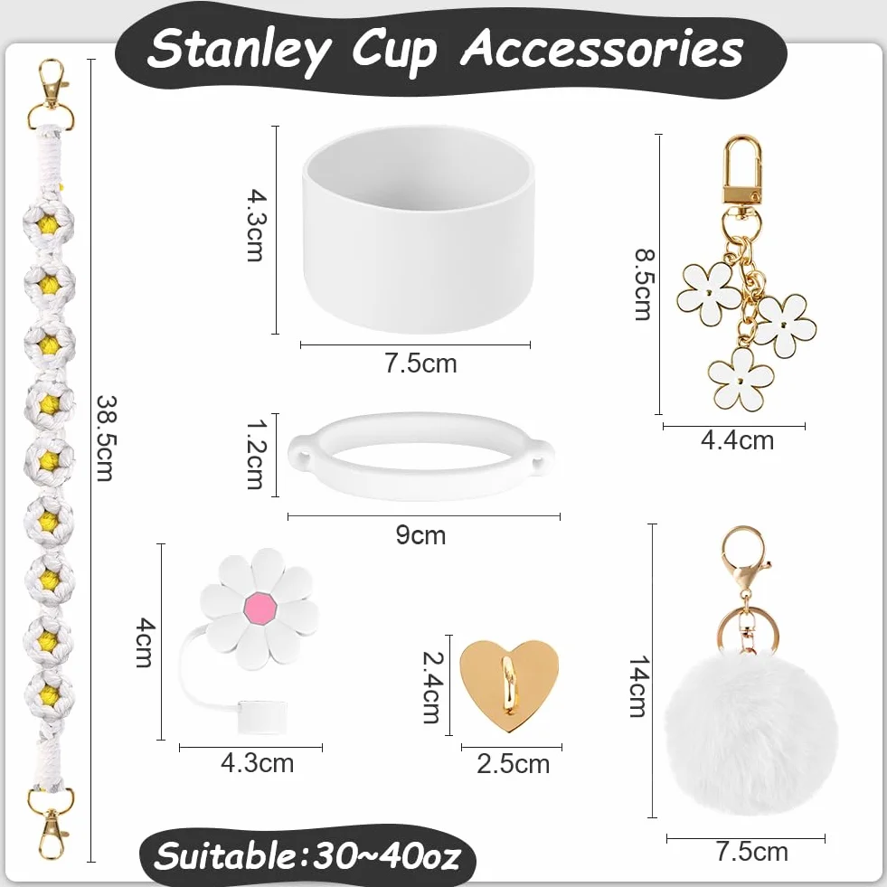 AUAUY Stanley Cup zestaw akcesoriów – pasek na butelkę z uchwytem na wodę, silikonowe buty Stanley Cup, osłona słomki Stanley, akcesoria do kubków Stanley Cup 800 ml - 1100 ml