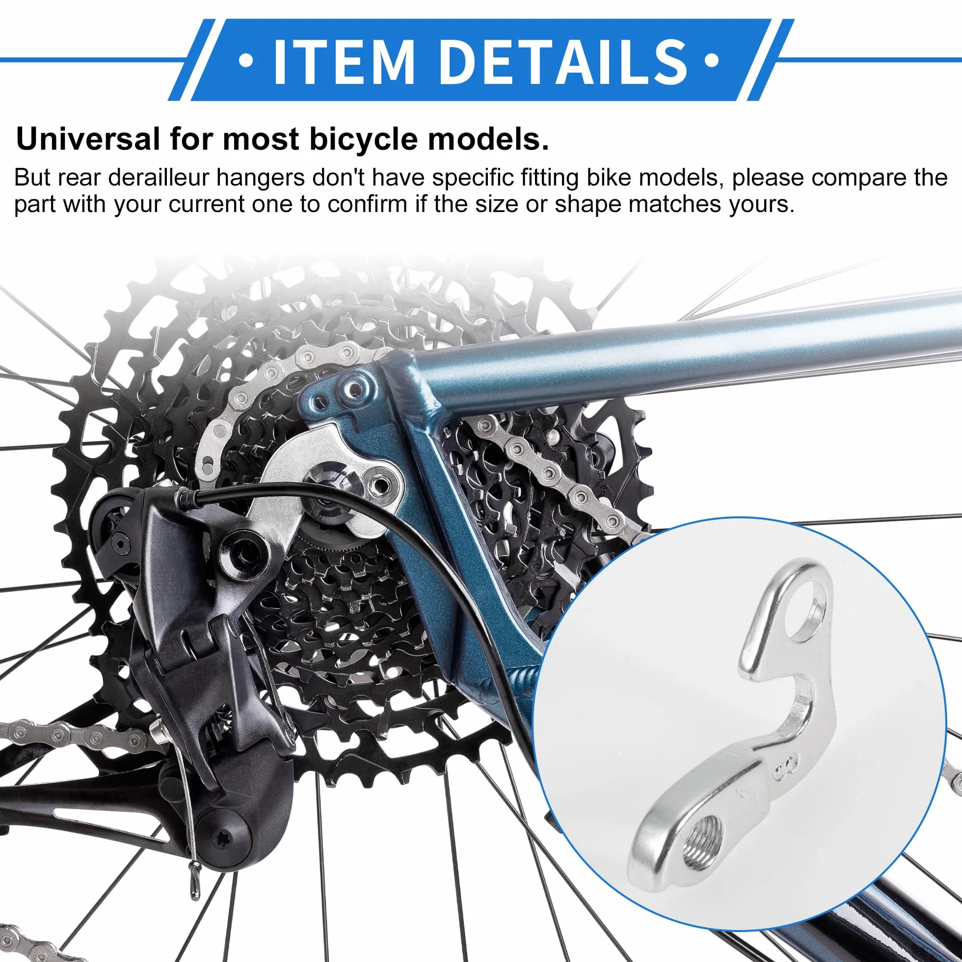Wieszak na tylną przerzutkę rowerową, stop aluminium, rama mecha, hak ogonowy, adapter do MTB, górskiego, szosowego, roweru, akcesoria rowerowe, typ 3, rozmiar 5,9 cm x 4,1 cm