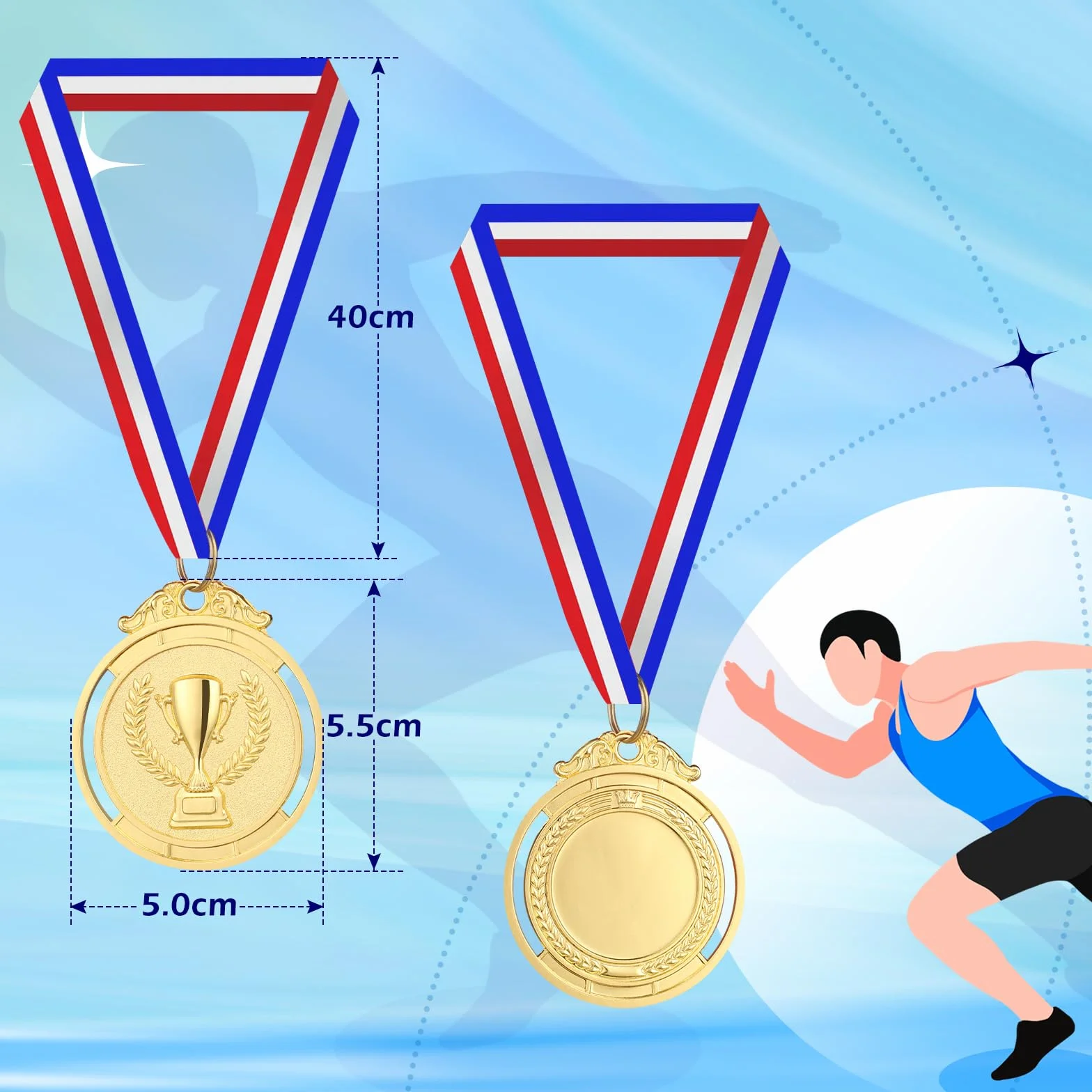 GeeRic Złoty medal dla dzieci, 12 sztuk złotych medalii do szkoły, dla dzieci, zwycięzcy, medalii, podium, urodziny dziecka, pokochają te złote medalie