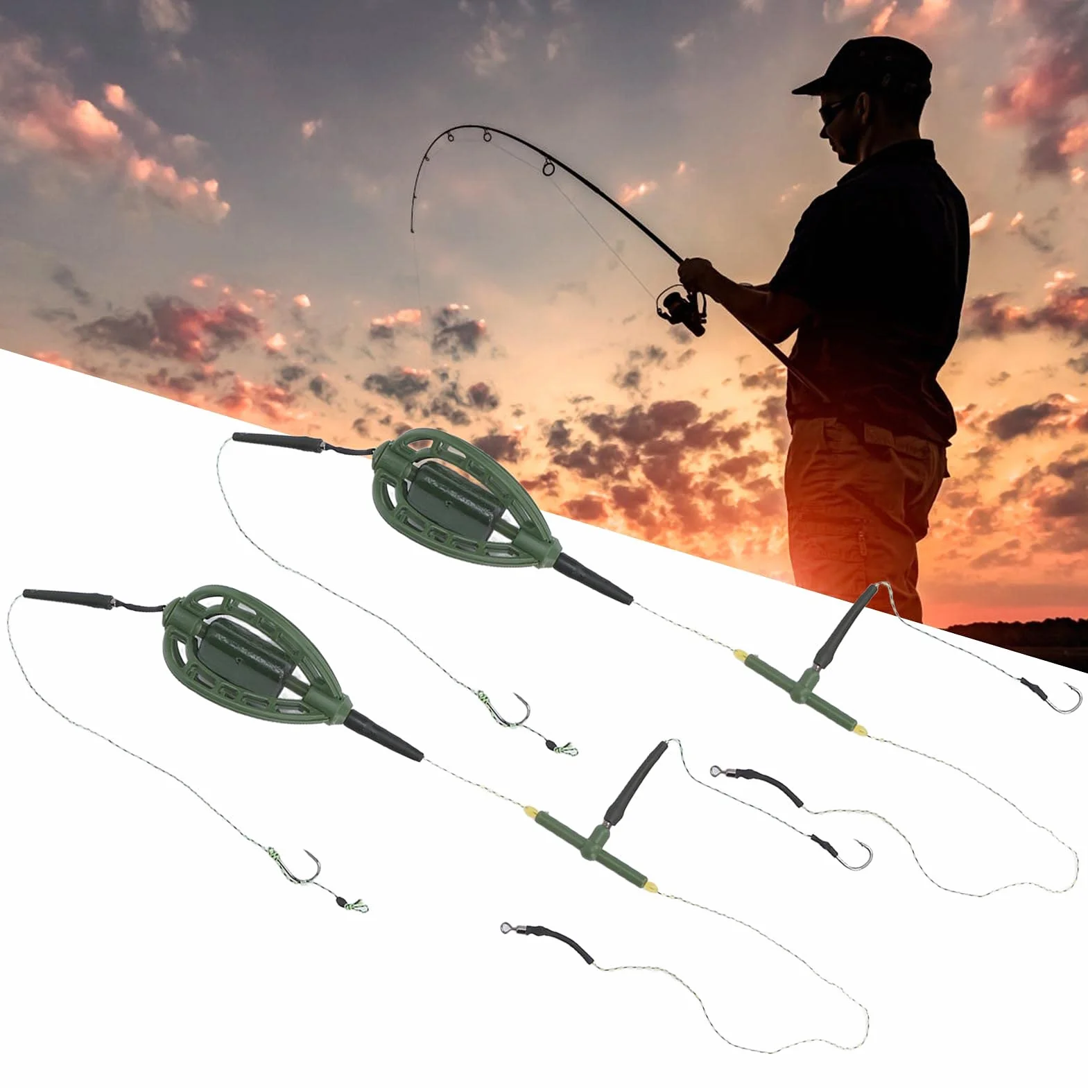 2 Szt. Zestaw Podajników Wędkarskich Długa Linia Urządzenie do Zagnieżdżania Karpia Zestaw Wędkarski Karp Fishing Bait Feeder