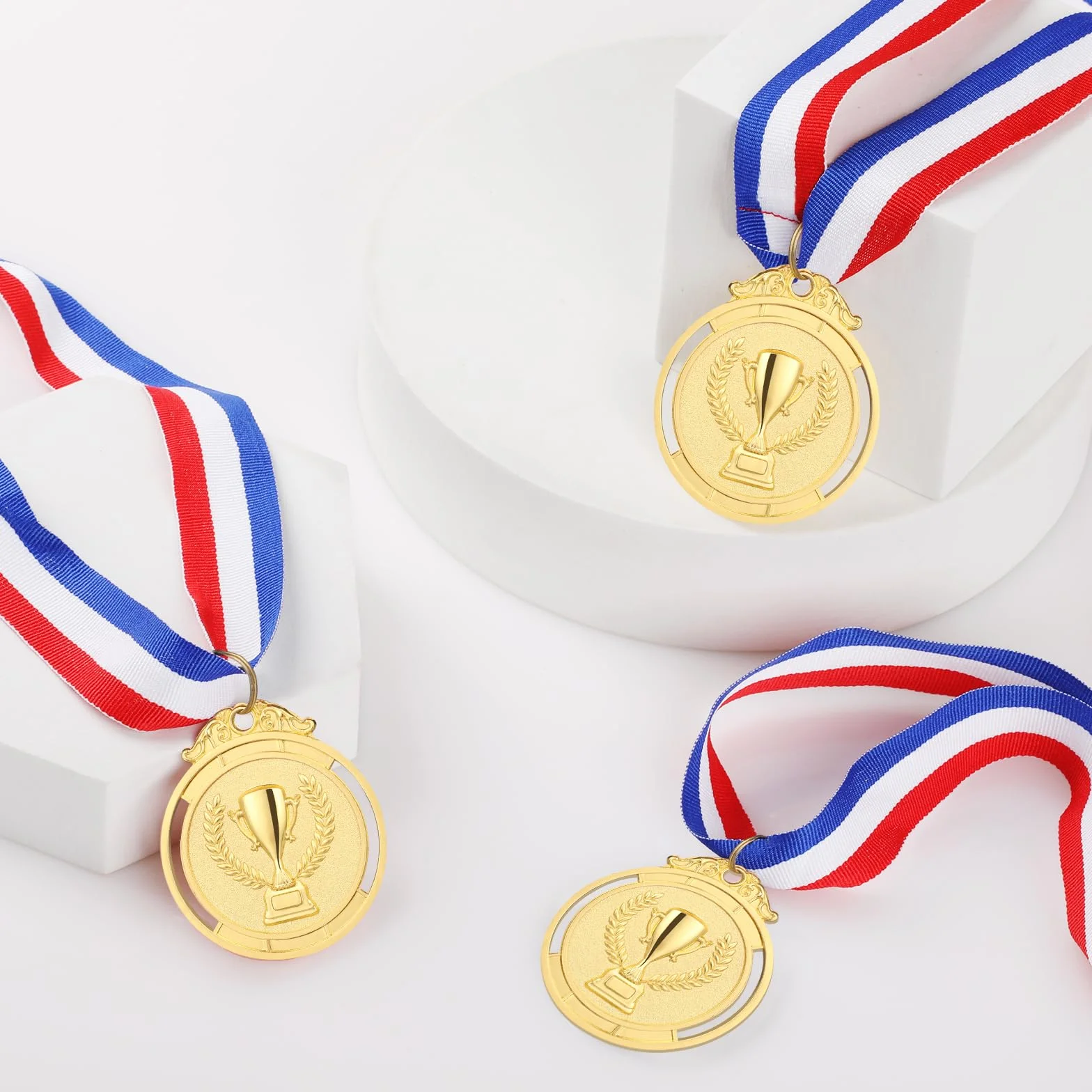 GeeRic Złoty medal dla dzieci, 12 sztuk złotych medalii do szkoły, dla dzieci, zwycięzcy, medalii, podium, urodziny dziecka, pokochają te złote medalie
