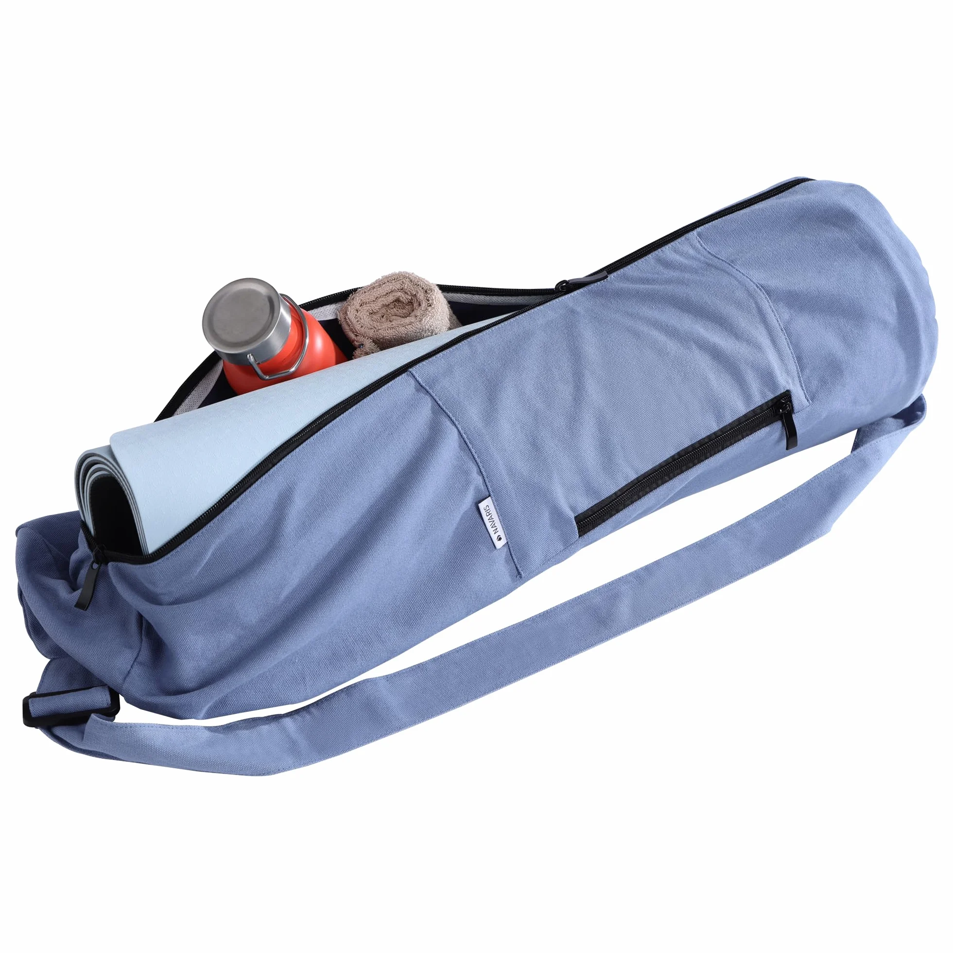 Navaris Torba XXL mata do jogi - bawełniana torba z zamkiem błyskawicznym Pasek na ramię 72 x 29 cm - joga pilates gimnastyka - różne kolory