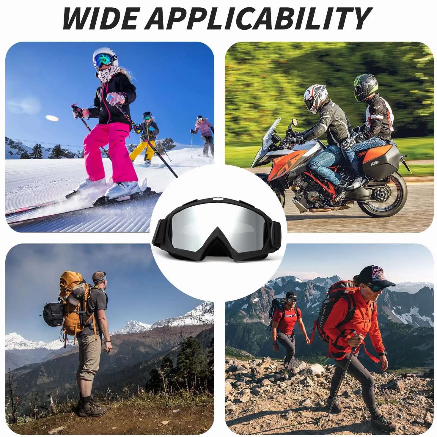 Gogle motocrossowe, gogle narciarskie, snowboardowe, regulowany pasek teleskopowy, gogle crossowe z wyściółką piankową, zarówno dla kobiet, jak i mężczyzn, nadają się do uprawiania sportów na świeżym