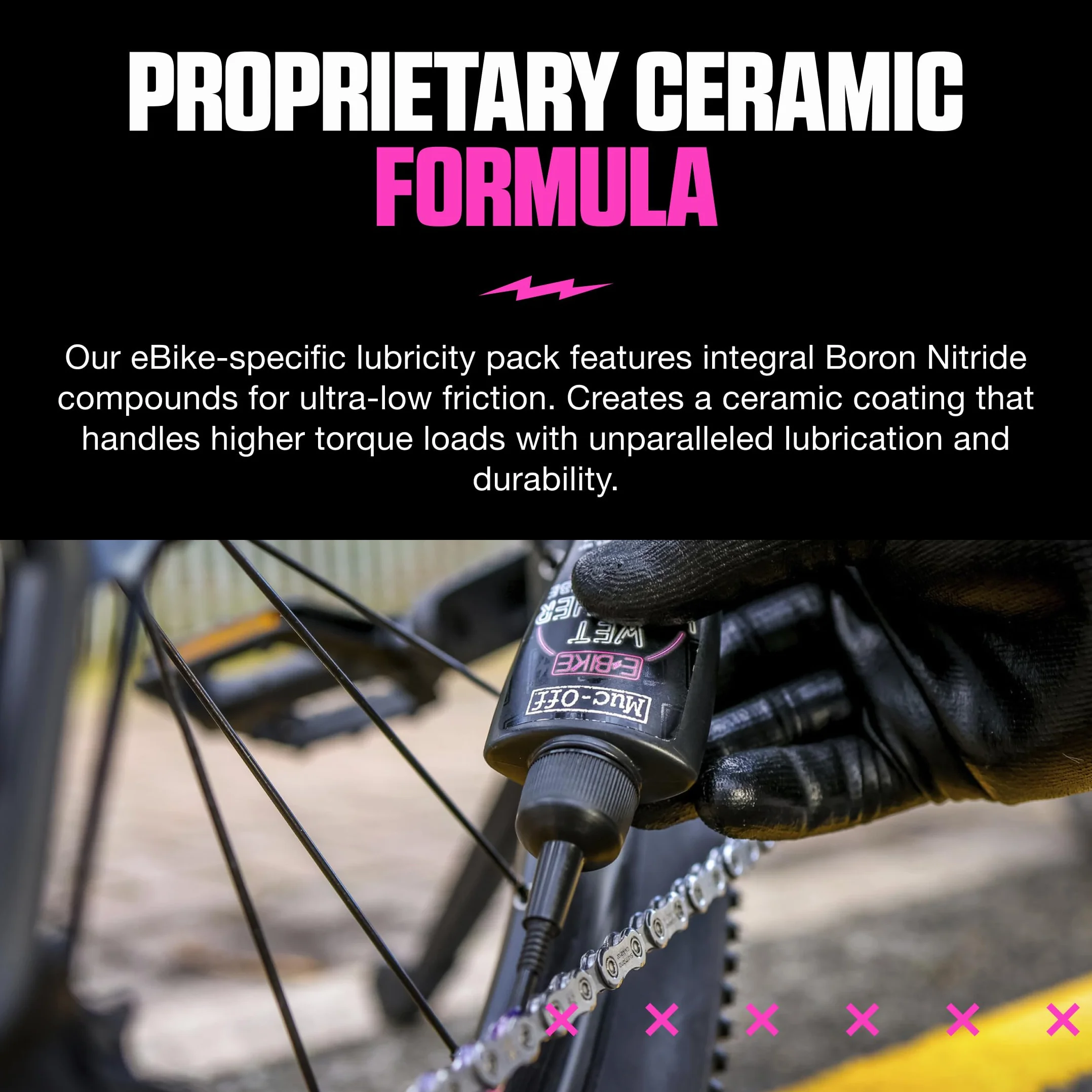 Muc-Off E-Bike Mokry smar łańcuchowy, 50 mililitrów, najwyższej jakości smar do roweru elektrycznego z barwnikiem UV Tracer - opracowany na mokre warunki pogodowe