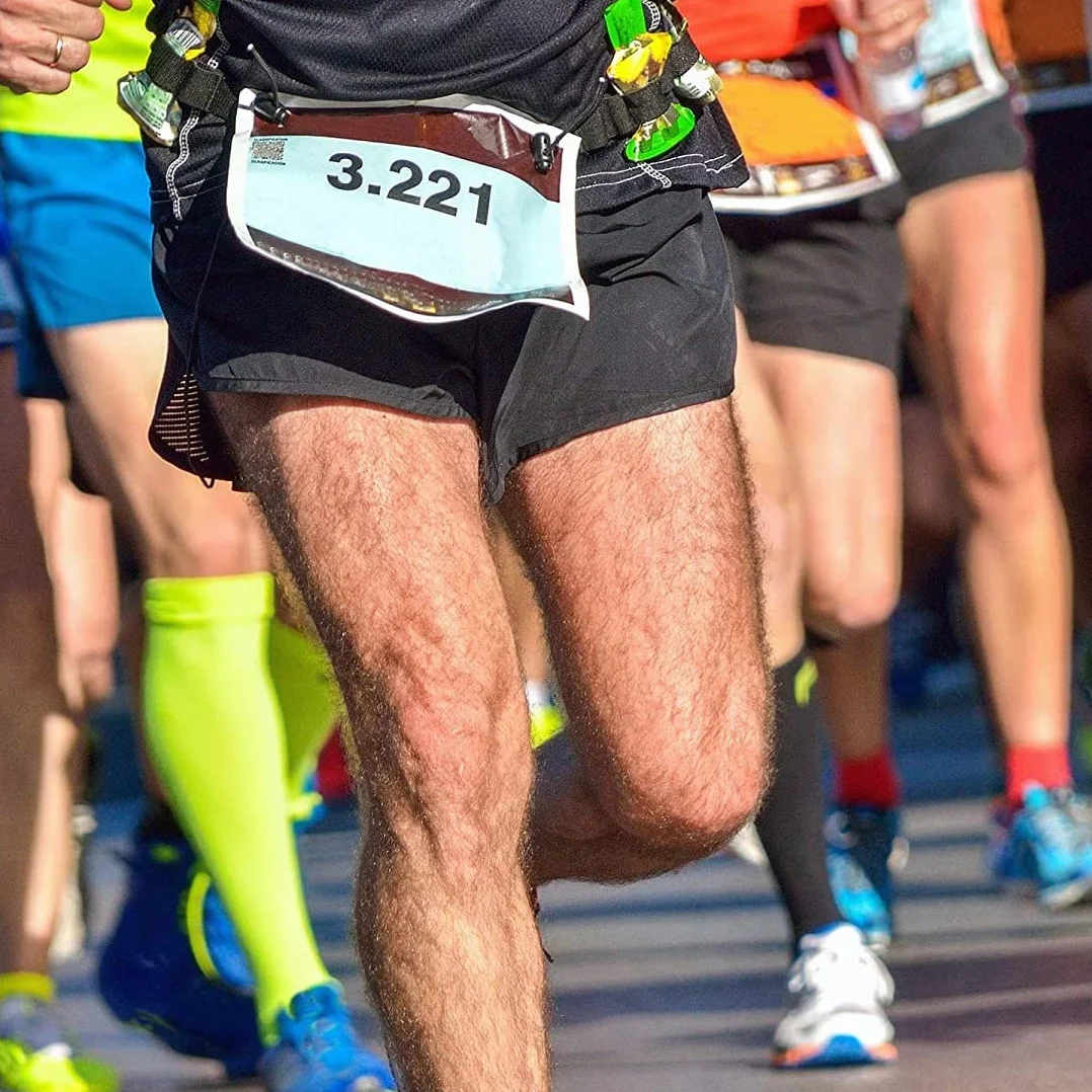 Triathlon pasek z numerem startowym, pasek do biegania z uchwytem na numer, 6 pierścieni, torba na brzuch, torba na pasek do triatlonu, maratonu, biegania, jazdy na rowerze