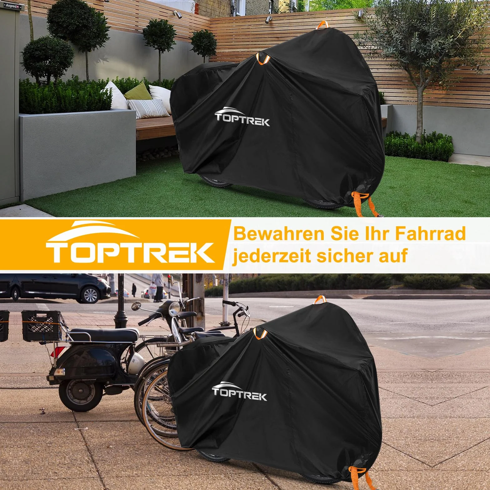 toptrek Pokrowiec na rower, wodoszczelny 210D, plandeka do roweru, 200 x 110 x 70 cm, wysokiej jakości ochrona przed słońcem, odporna na rozerwanie, z workiem