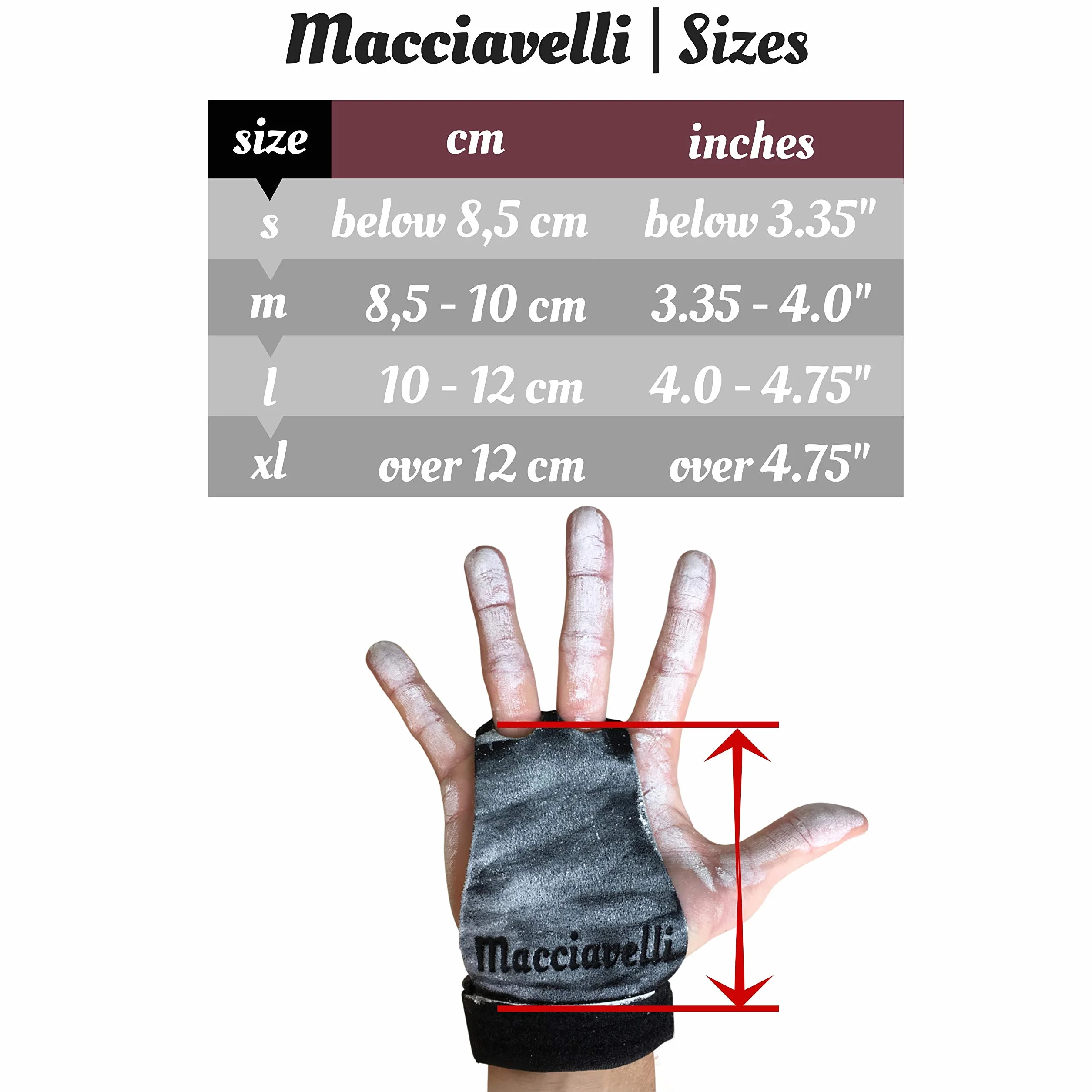 MACCIAVELLI - Skórki do podciągania, nakładki na dłonie do gimnastyki, crosstraining, freeletyki, gimnastyki, ćwiczeń - alternatywa dla rękawic treningowych i rękawic fitness