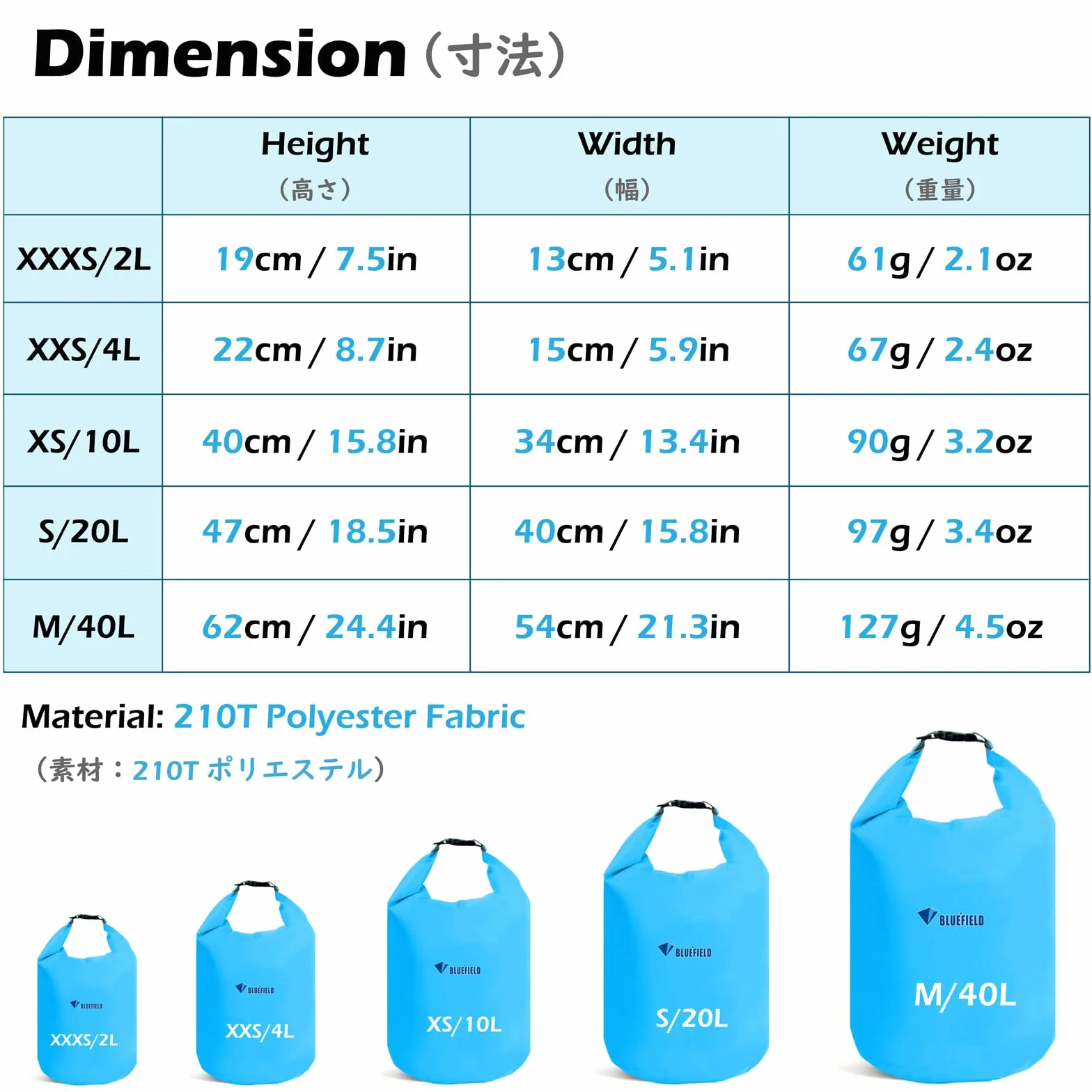 TRIWONDER Wodoodporny worek morski suchy plecak 10L Niebieska
