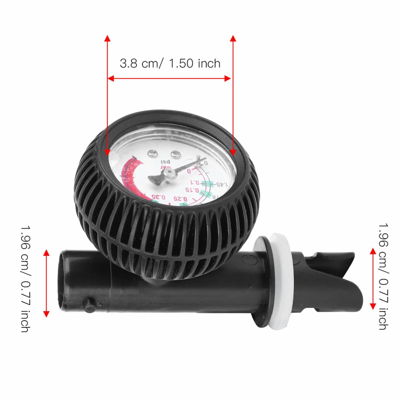 Keenso Manometr do pontonów, 0-5.08 psi barometr do pontonów/kajaków/desek surfingowych/SUPBoard Raft (czarny)
