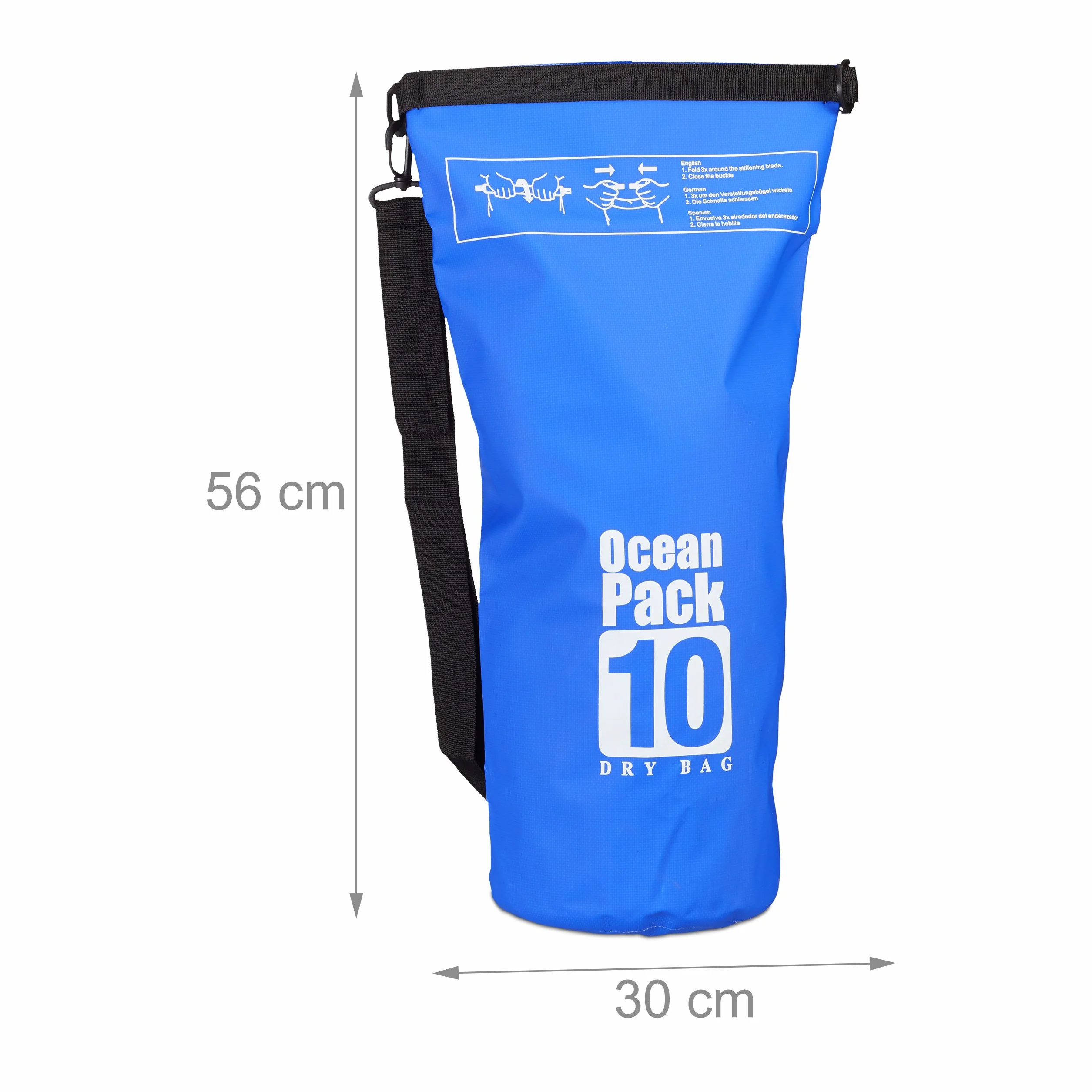 Relaxdays Ocean Pack 10 l, wodoszczelna torba Dry Bag, ultralekki worek do żeglowania, raftingu, jazdy na nartach