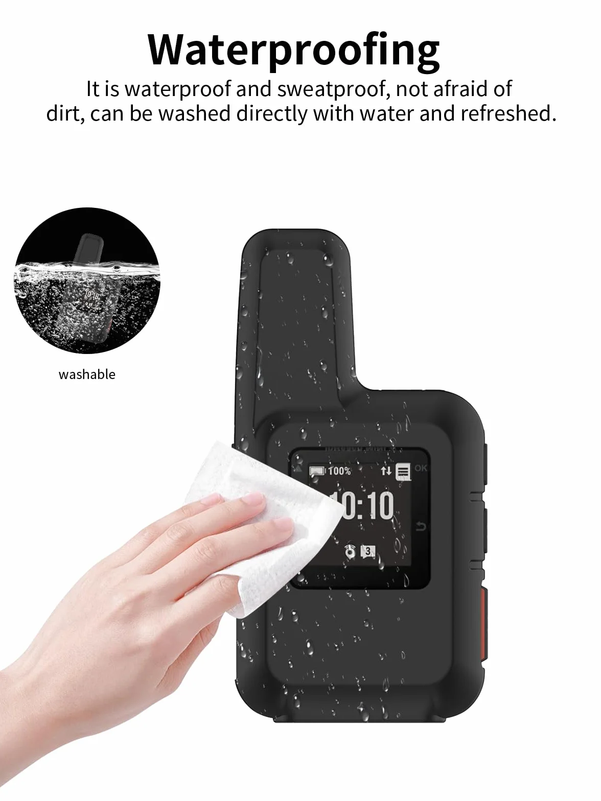 Etui do urządzenia łączności satelitarnej Garmin inReach Mini 2, silikonowe etui ochronne toergy z precyzyjnymi otworami – odporne na uderzenia, wodoodporne, wygodne w dotyku, czarne, 1 sztuka