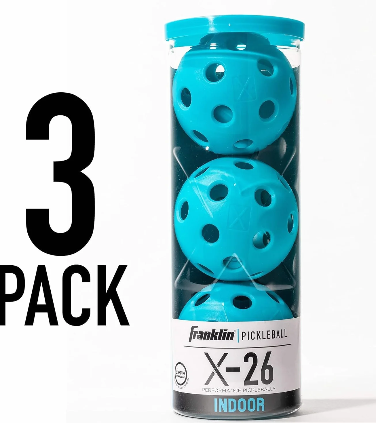 Franklin Sports X-26 Pickleball - Wewnątrz - 3 szt. - Zatwierdzone przez USAPA - niebieskie (52901)