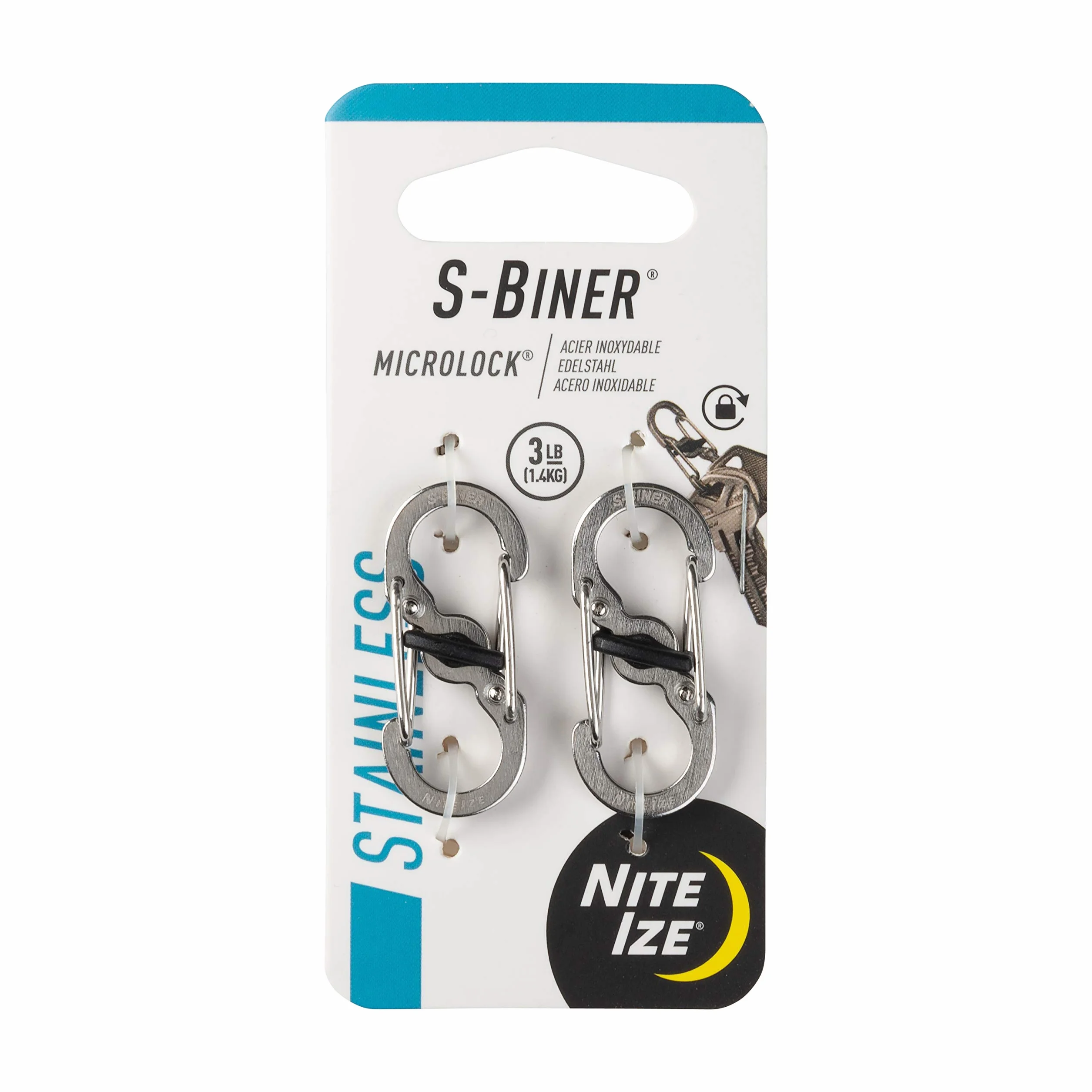 Nite Ize S-Biner Microlock Karabińczyk, Srebrny, 3,51 x 0,69 x 0,71 cm; 8 g