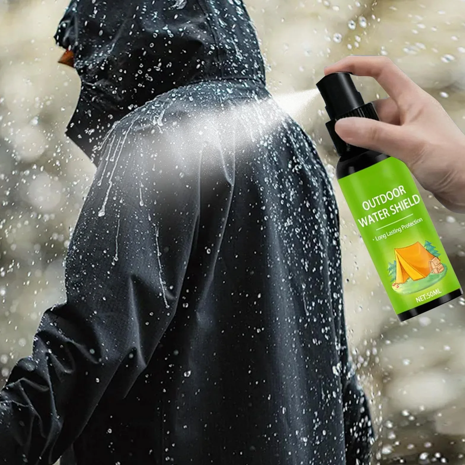 Tent wodoodporny spray – powłoka nano ochronna do sprzętu outdoorowego, patio i na kemping, z szybkoschnącą osłoną hydrofobową, materiałową osłoną do ogrodu, na wędrówki, lawn i w podróż