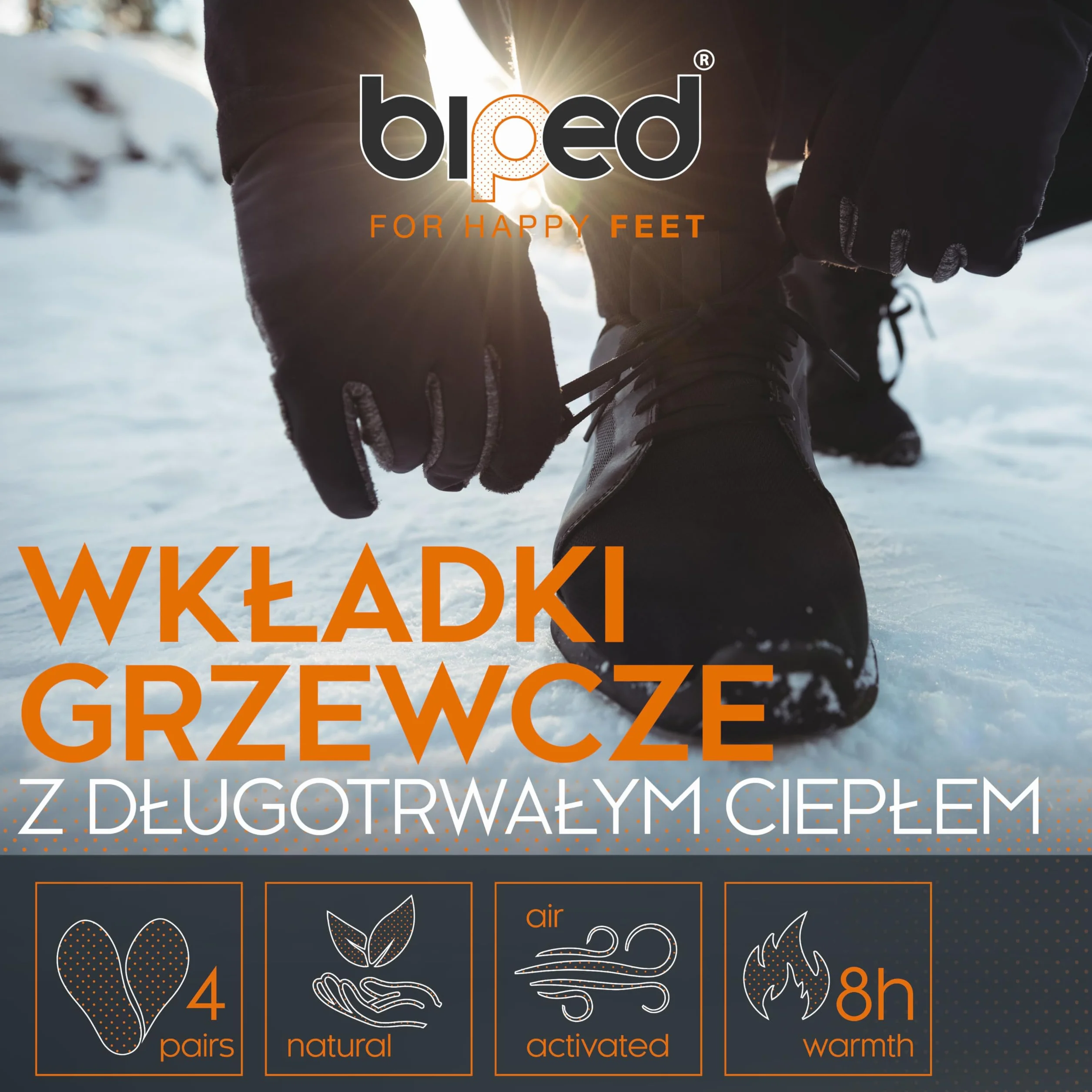 biped wkładki grzewcze do butów – Zestaw 4 par ogrzewaczy stóp dla kobiet i mężczyzn – Naturalne ciepło do 8 godzin – Aktywacja w kontakcie z powietrzem z2940