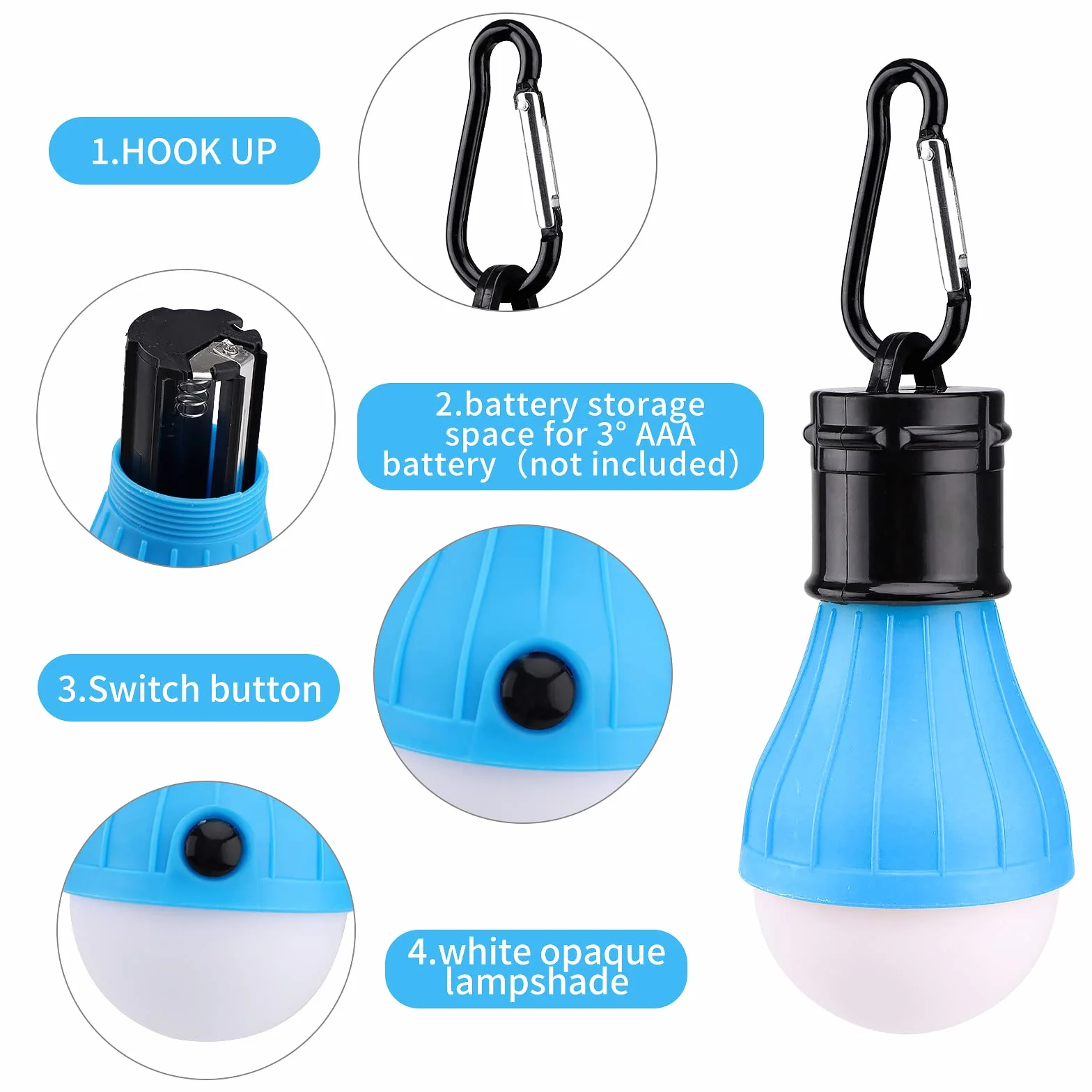 5 sztuk świateł kempingowych LED oświetlenie namiotowe z karabińczykiem na zewnątrz mini latarnia kempingowa przenośna lampa LED namiot latarnia lampa 3 tryby oświetlenia wiszące światło wodoodporne