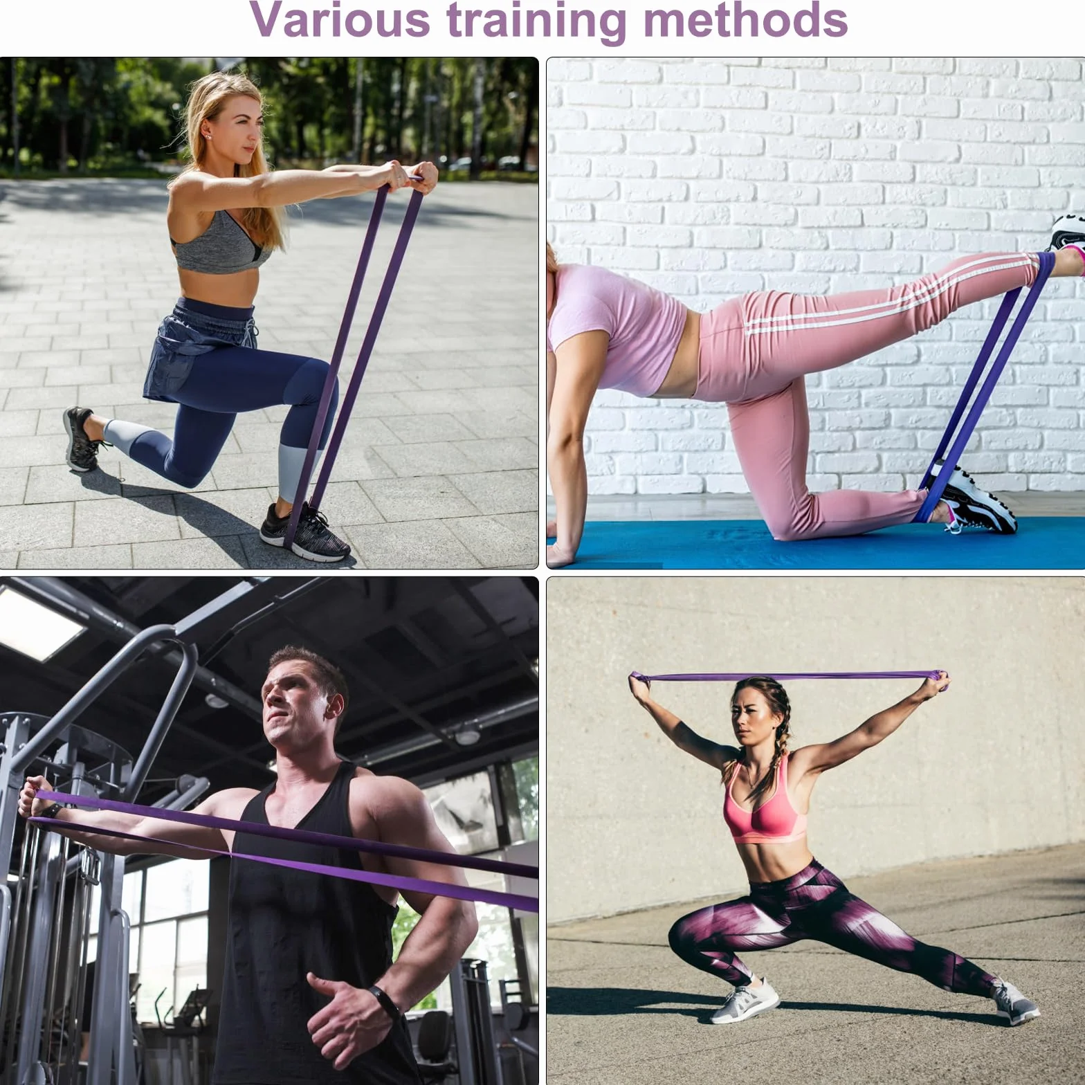 Liliowa taśma oporowa 45-100 lbs do fitnessu, treningu siłowego