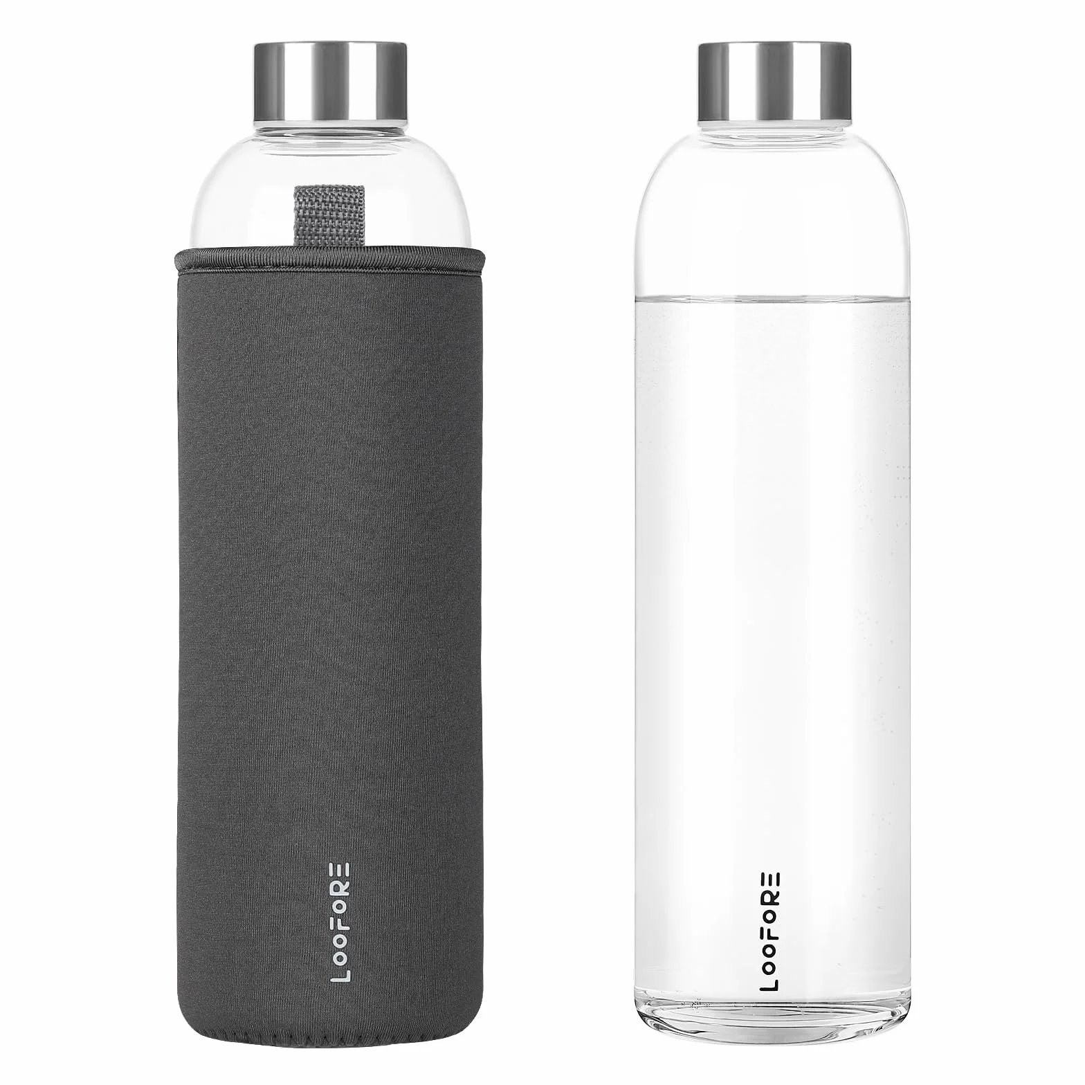 Szklana butelka, 1000 ml, szklana butelka na napoje, szczelna, z pokrowcem ochronnym, lekka, borokrzemowa, do napojów gazowanych, nie zawiera BPA