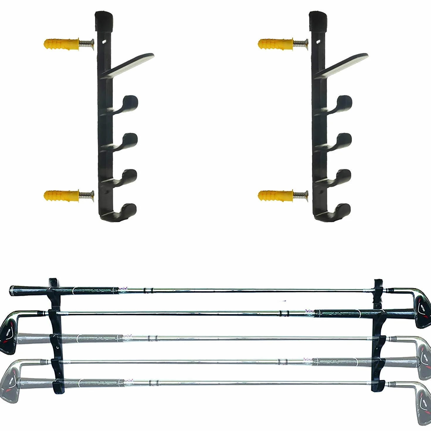 Pmsanzay Designs stojak ścienny na kije golfowe 5-klubowy poziomy uchwyt organizer