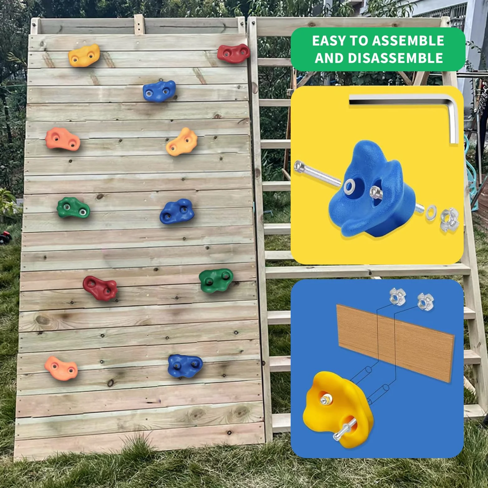 CIMOYBAI 10 Stücke Klettergriffe Mit Haltegriffe Spielturm, Klettersteine Kinder Outdoor, Mehrfarbig Klettergriffe Kinder, Kletterwand Griffe Mit Befestigungsschrauben