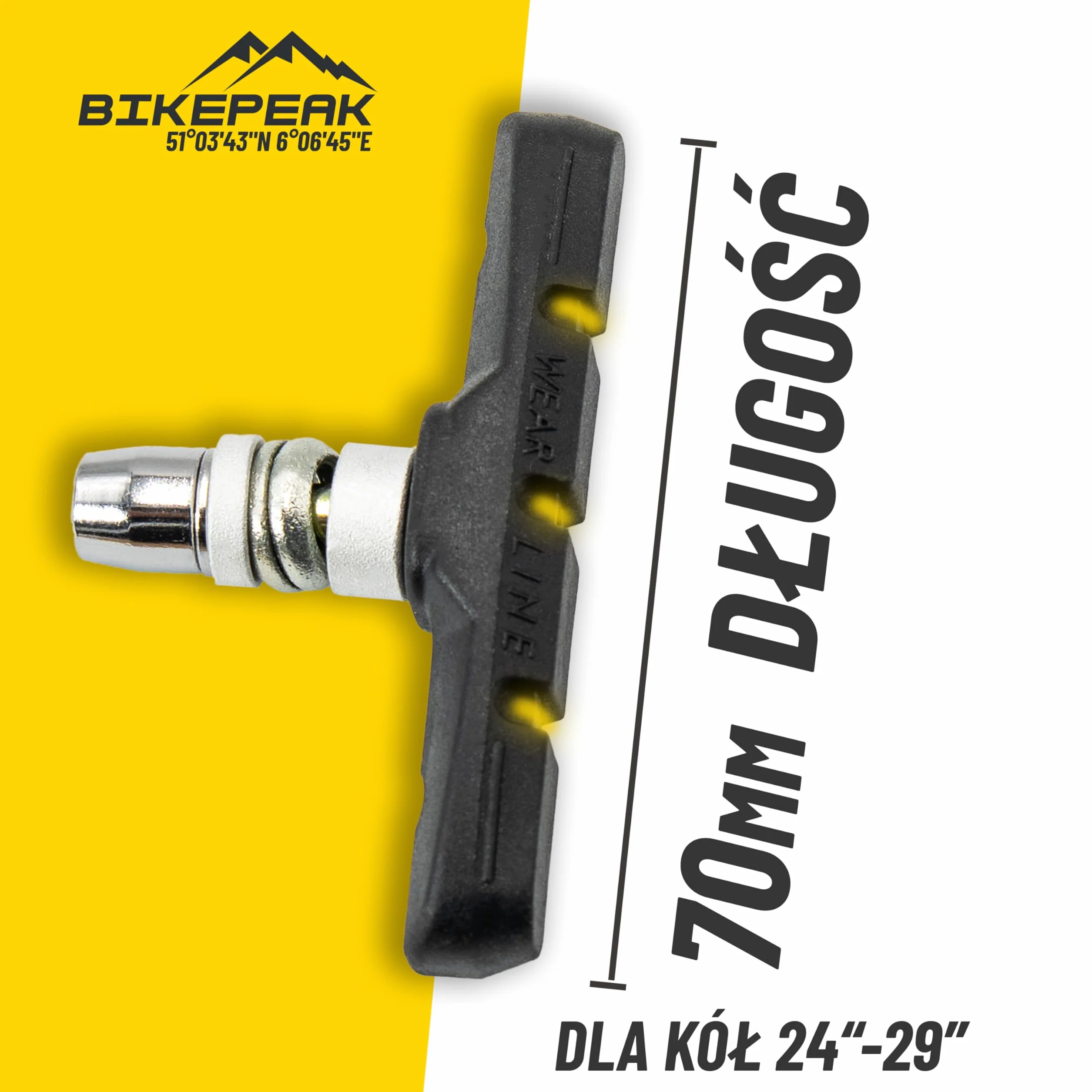 V-Brake Klocki hamulcowe do roweru z przodu i z tyłu – 2 pary szczęk hamulcowych 70 mm – klocki hamulcowe V-brake – kompatybilne z Shimano, Tektro, Magura, itd. – zestaw klocków hamulcowych o