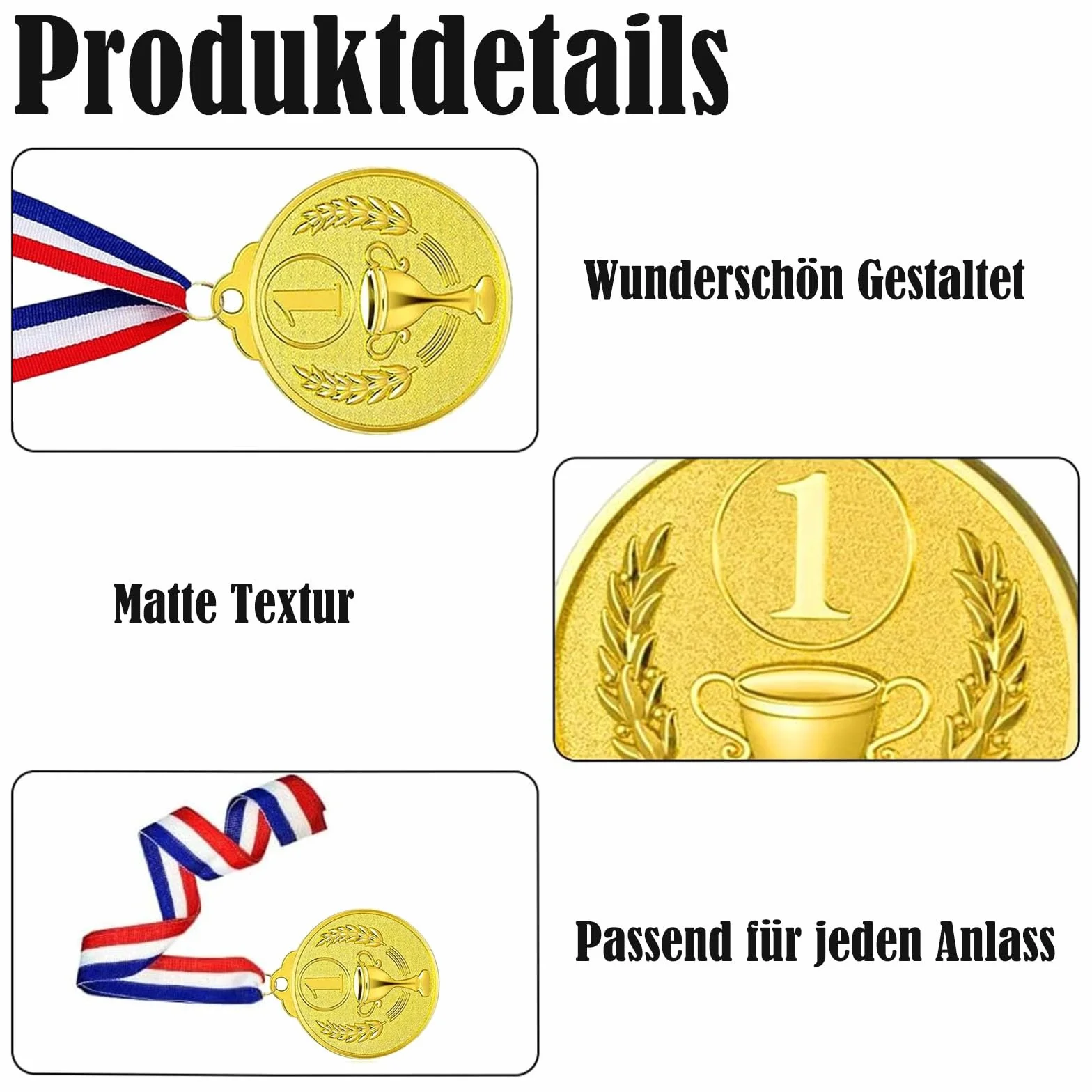12 sztuk medali wręczenia nagród metalowych, złoty srebrny brązowy medal ze wstążką na szyję Zwycięzca medali dla dzieci Gry Imprezy Dzień Sportu 5,0 cm