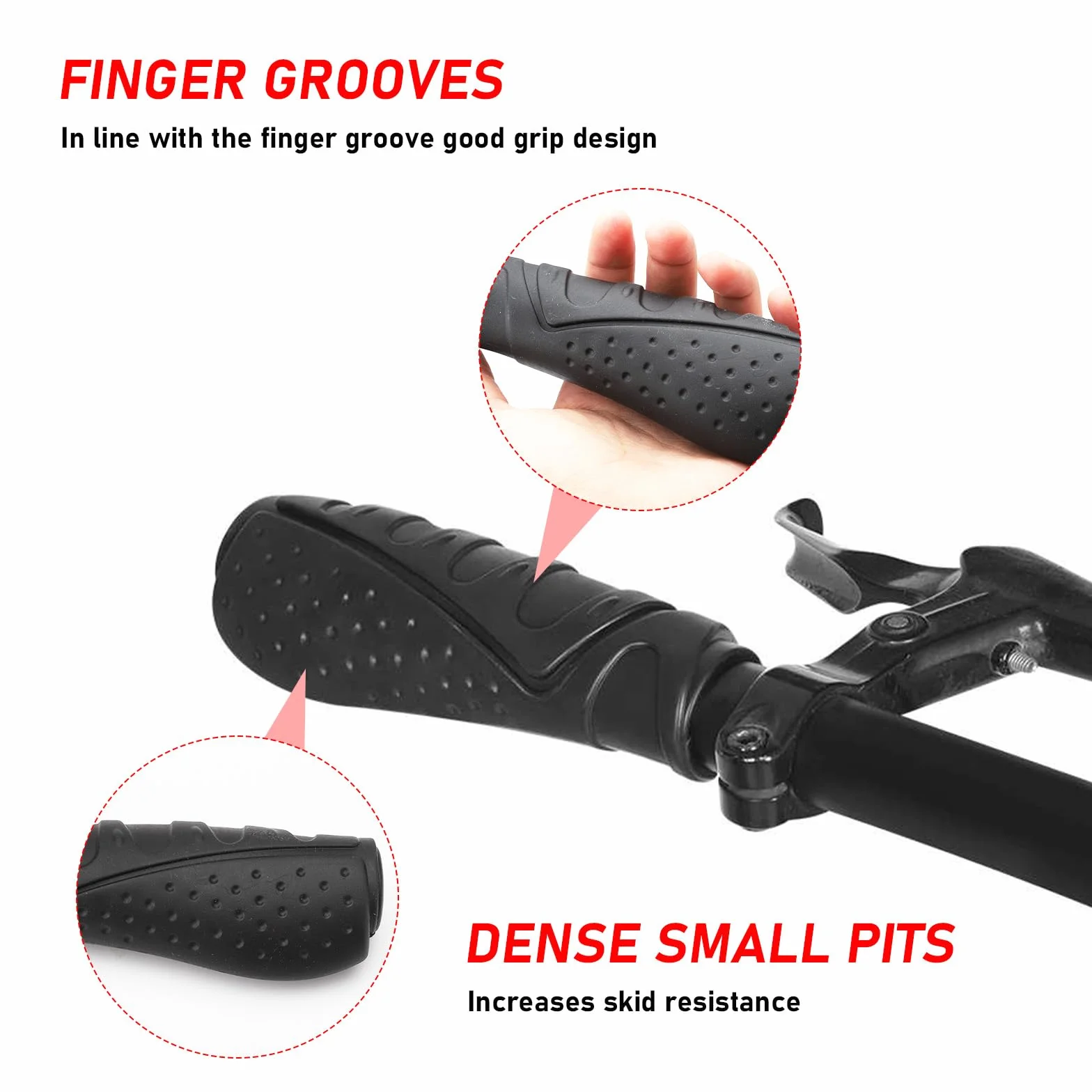 TNSLAND Ergonomiczne uchwyty na kierownicę MTB, krótkie i długie, antypoślizgowe uchwyty na kierownicę rowerową, do rowerów górskich 22,2 mm, trekkingowych, miejskich, wyścigowych i składanych