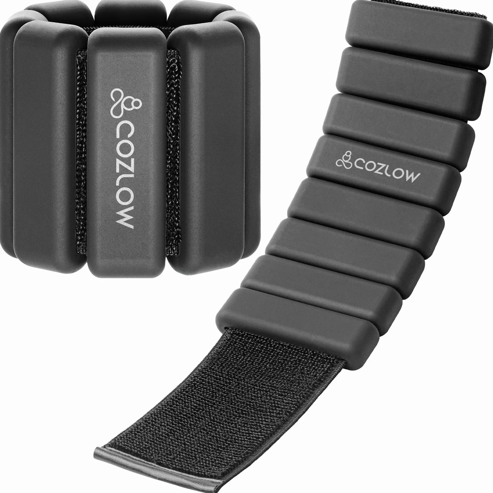 Cozlow - Ankle + Wrist Weights - for Men + Women - 1 Pair, Various Colors - Adjustable Silicone Wearable Workout Straps for Yoga, Dance, Running + Gym