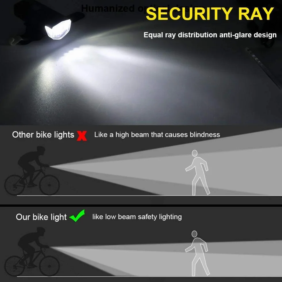 Przednie światło rowerowe 300 lumenów, ładowane przez USB, reflektor rowerowy z 3 trybami, przednie światło LED latarka (6,5 x 2,8 x 2,3 cm)