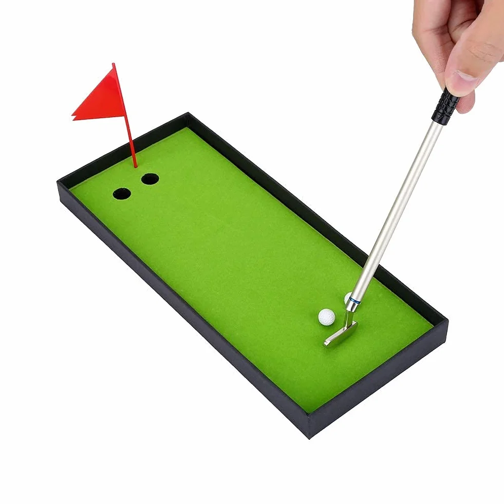 MAGT Zestaw długopisów golfowych 3 szt. mini kije golfowe długopisy kulkowe z piłkami flaga dekoracje