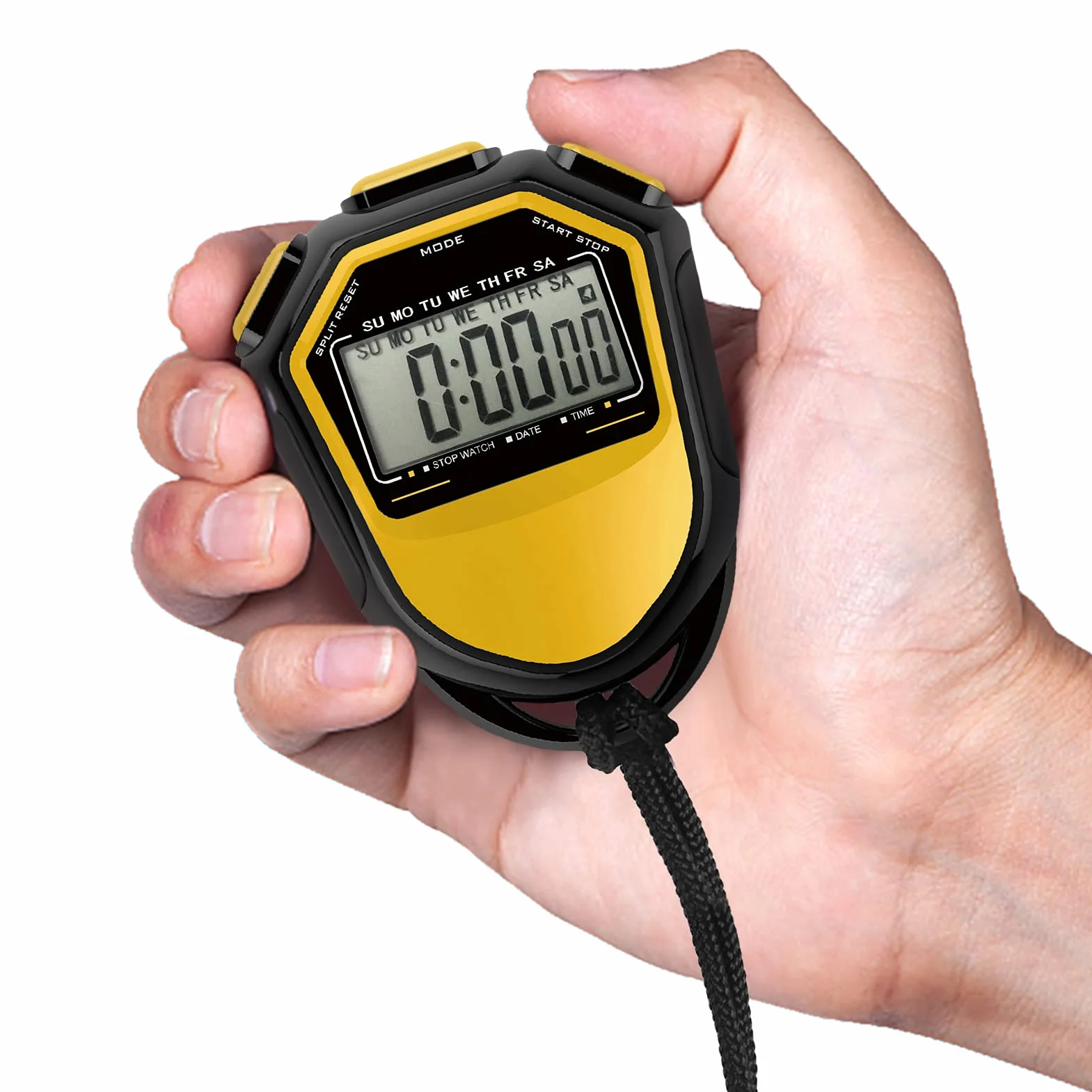 Wodoodporny zegarek S cyfrowy ręczny LCD timer chronograf sportowy licznik z paskiem do pływania, biegania, treningu piłki nożnej