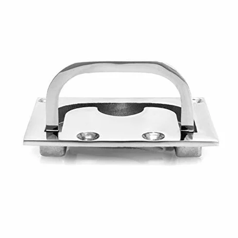 QWORK® Uchwyt wlotowy, podnośnik podłogowy, stal nierdzewna, do łodzi, okuć pokładowych, materiałów budowlanych, pogłębiony uchwyt do ciągnięcia, 76 mm x 58 mm