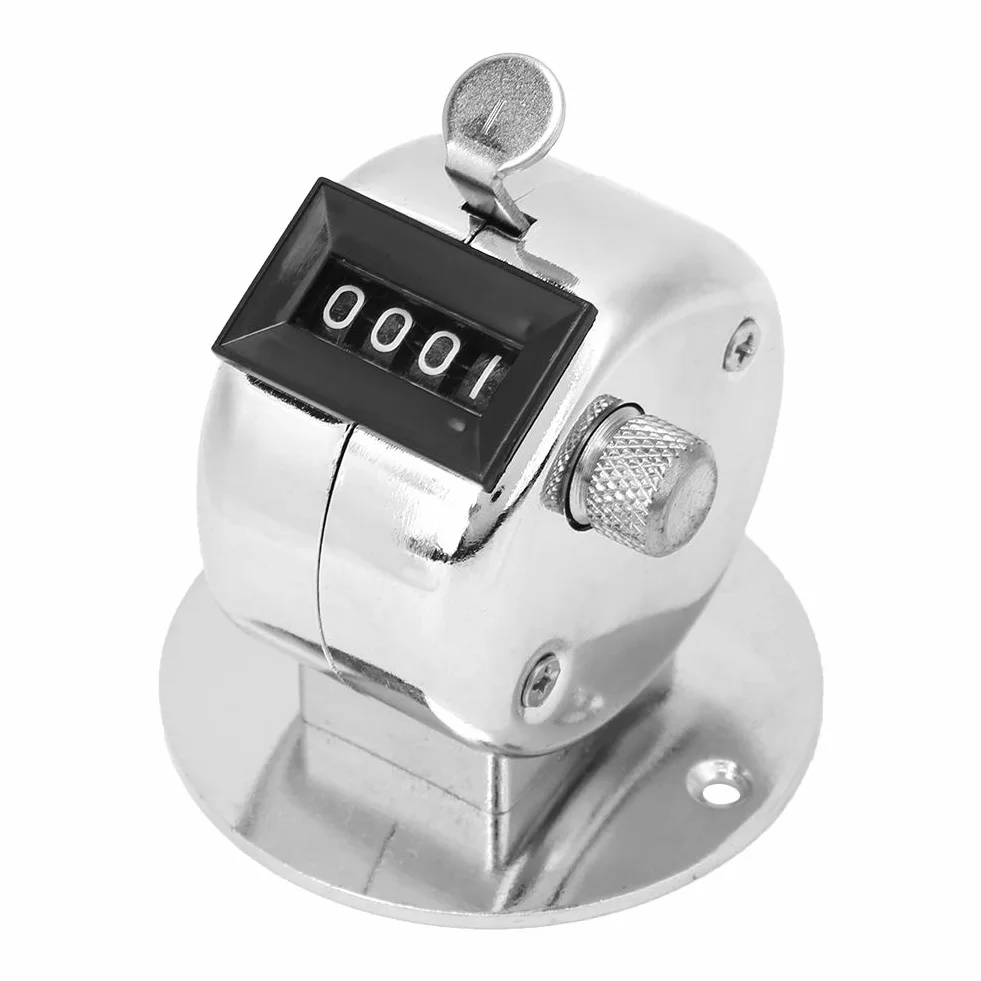 Tally Counter Silber Metall Hand Click Counter 4-stellig manuelle mechanische Palm Counter Stadium Sport Supplies