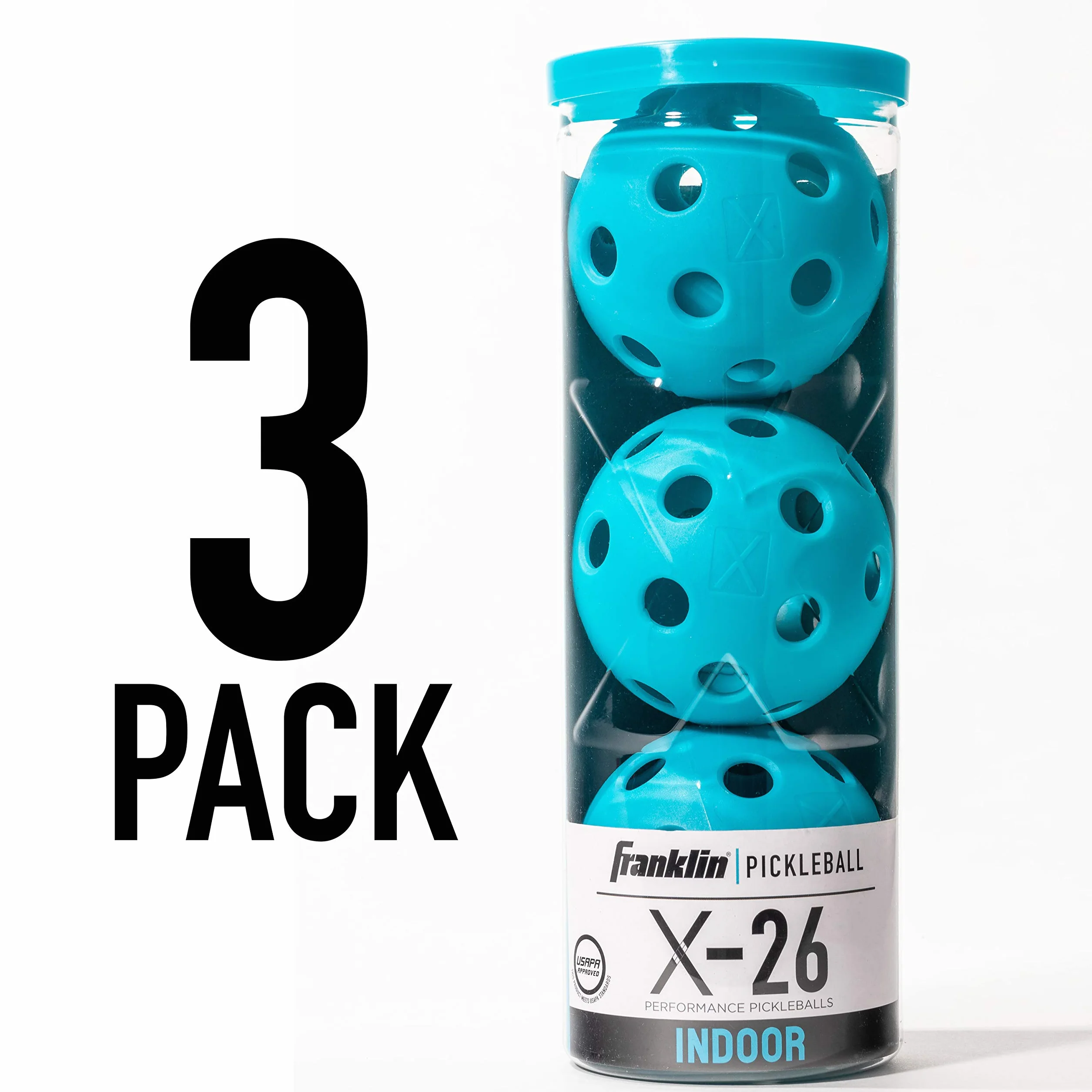 Franklin Sports X-26 Pickleball - Wewnątrz - 3 szt. - Zatwierdzone przez USAPA - niebieskie (52901)