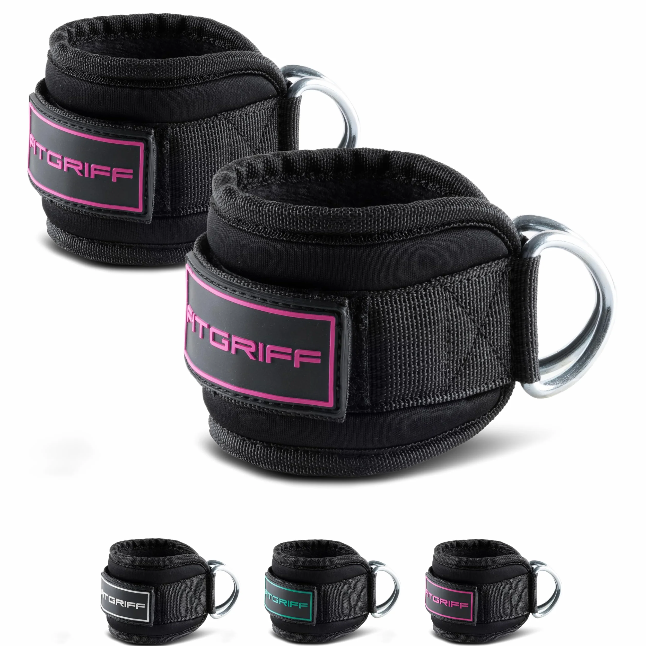 Fitgriff® Pętle na nogi V3 – do treningu fitness na wyciągu kablowym – (2 sztuki) paski na kostki dla kobiet i mężczyzn