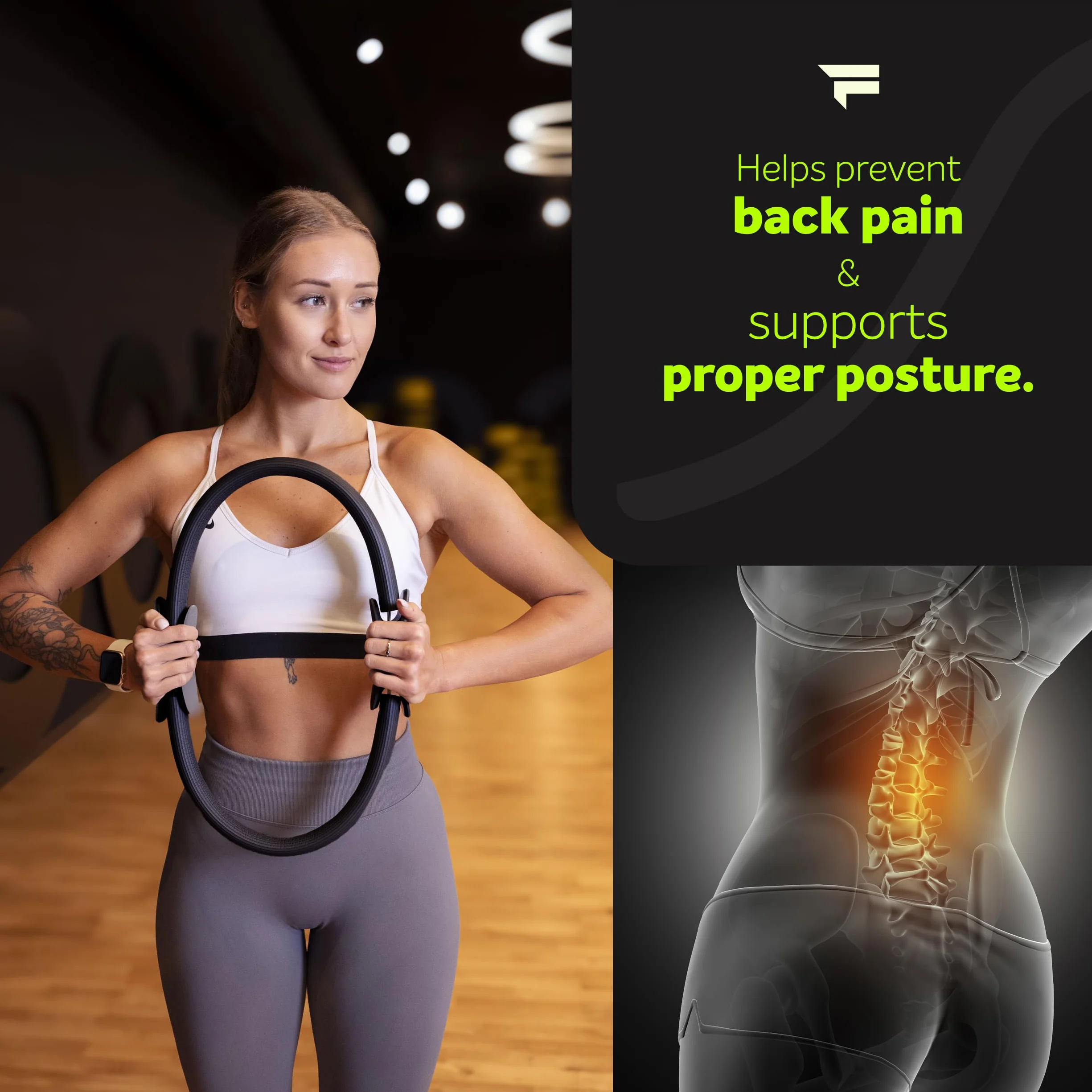 Fizyo pierścień do pilatesu z antypoślizgowymi uchwytami do wzmocnienia dna miednicy, brzucha i pleców obręcz do pilatesu Ø 38 cm, ring do pilatesu podwójnym uchwytem, pilates circle, obręcz do jogi