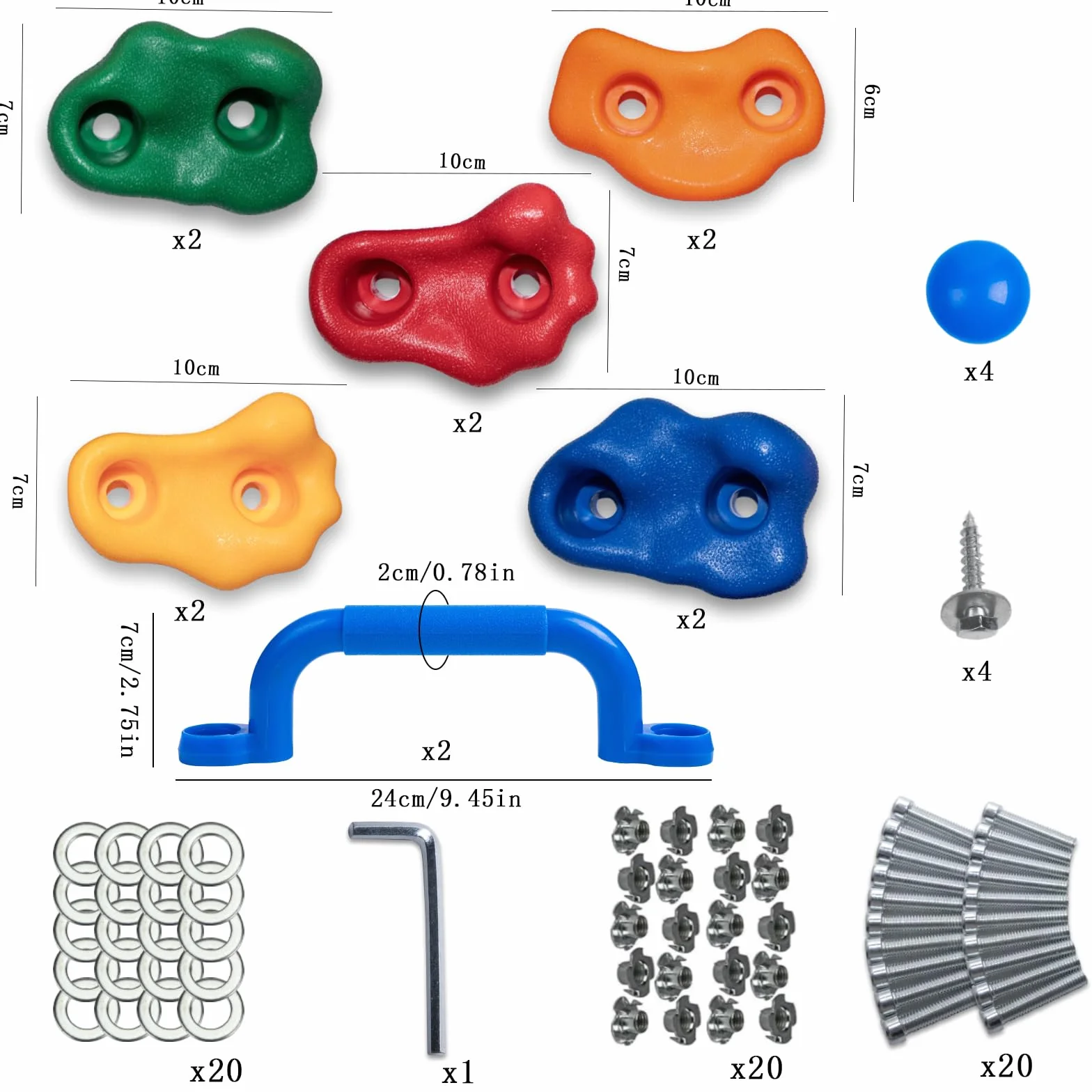 CIMOYBAI 10 Stücke Klettergriffe Mit Haltegriffe Spielturm, Klettersteine Kinder Outdoor, Mehrfarbig Klettergriffe Kinder, Kletterwand Griffe Mit Befestigungsschrauben