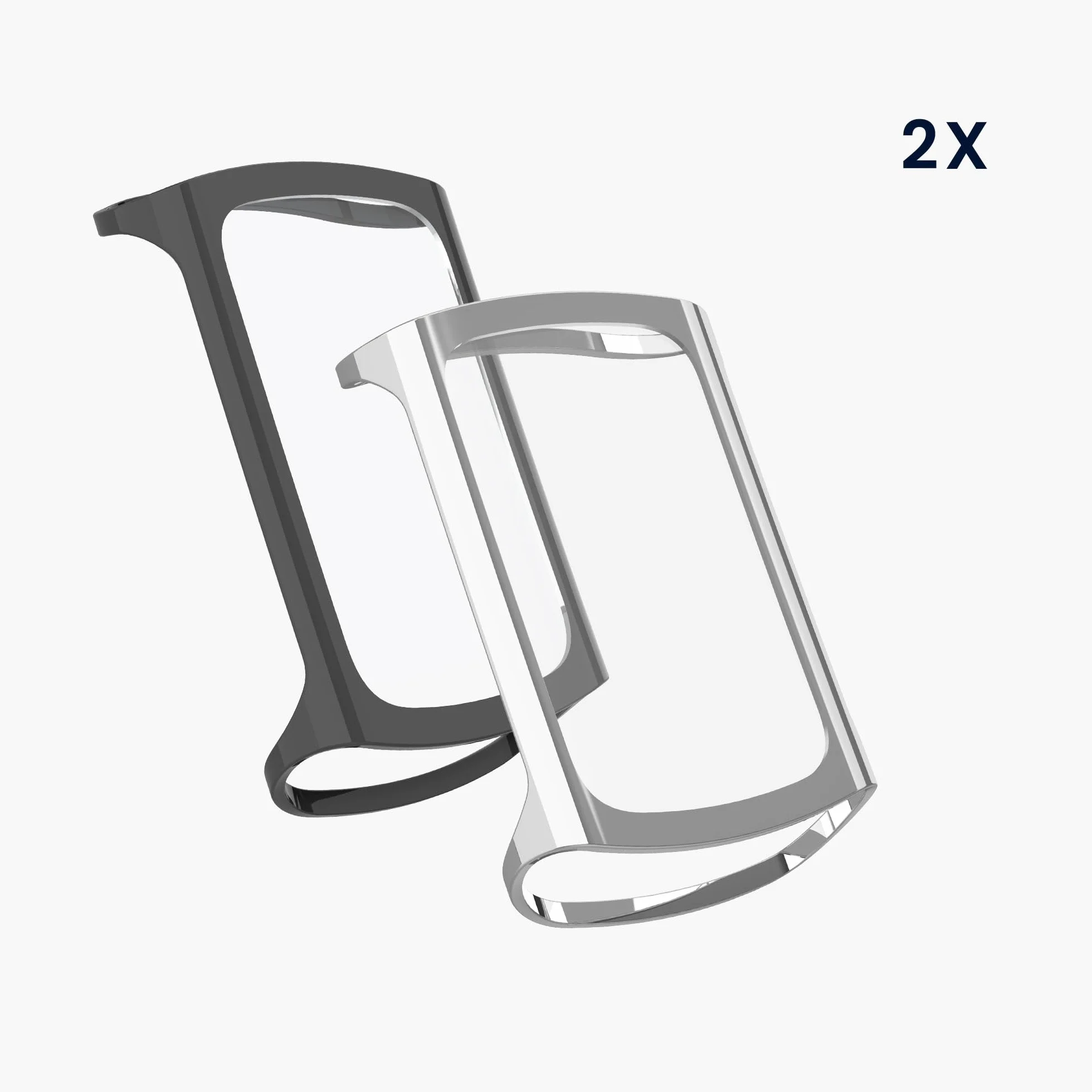 kwmobile Etui kompatybilne z Fitbit Charge 6 / Charge 5 – 2 x silikonowe etui na monitor fitness z TPU – srebrne/ciemnoszare