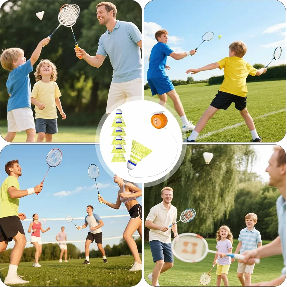 Trenażer do badmintona Rebound Trainer - przenośny zestaw do badmintona z regulacją wysokości, samodzielna nauka, do salonu, na balkon, do badmintona, ogrodu, parku