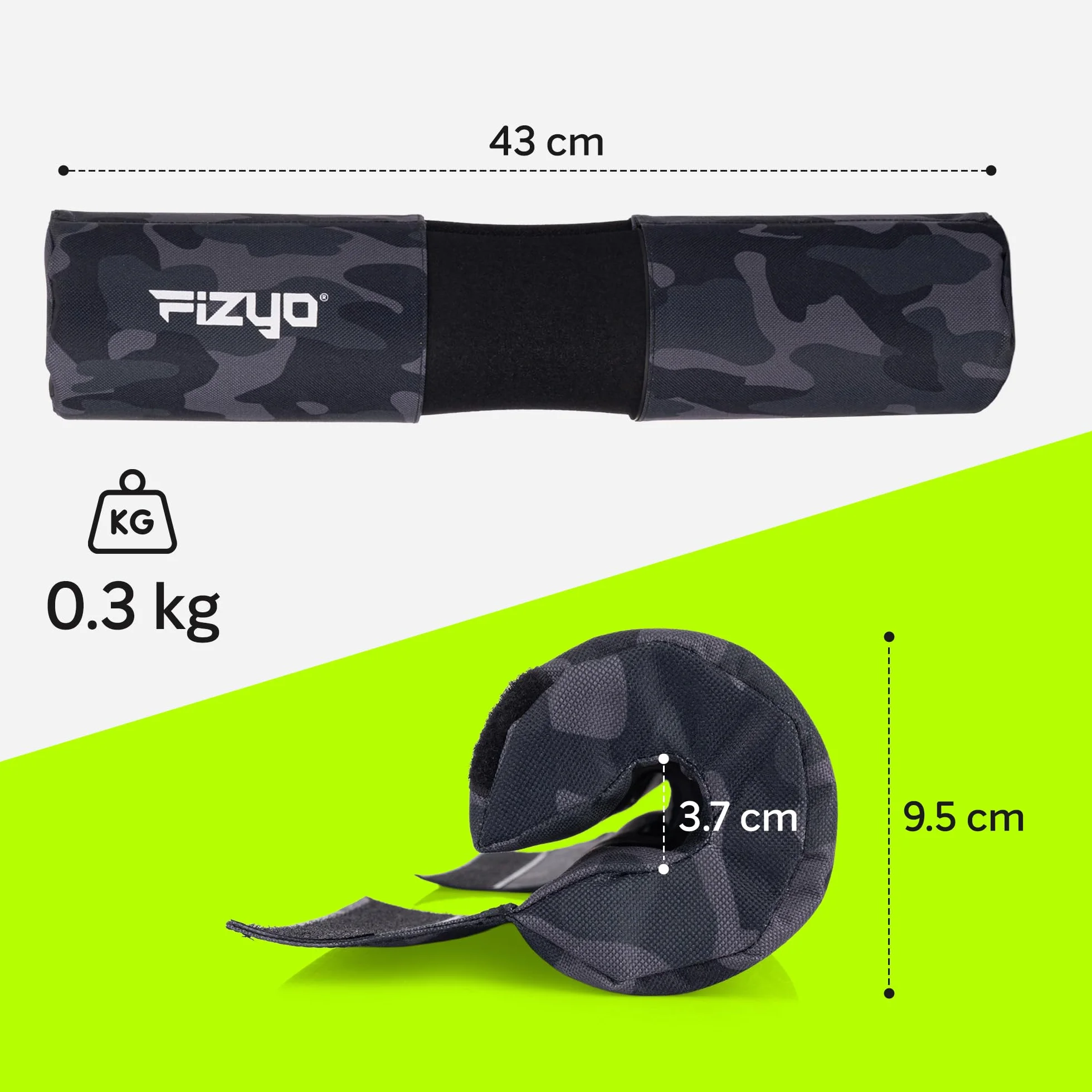 Fizyo Ochraniacz na Sztangę z Rzepem – Barbell Hip Thrust Pad do Przysiadów, Martwego Ciągu (Deadlift) i Treningu Siłowego, Czarny