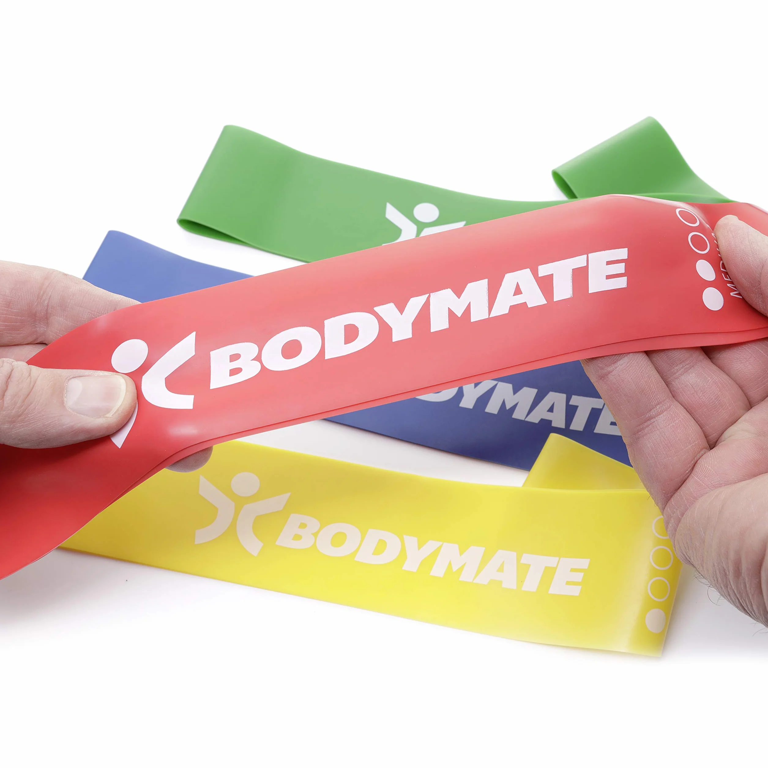 BODYMATE Zestaw Taśm Fitness 4 Stopni Oporu z Torbą 60 cm x 5 cm Naturalny Lateks Taśmy Oporowe